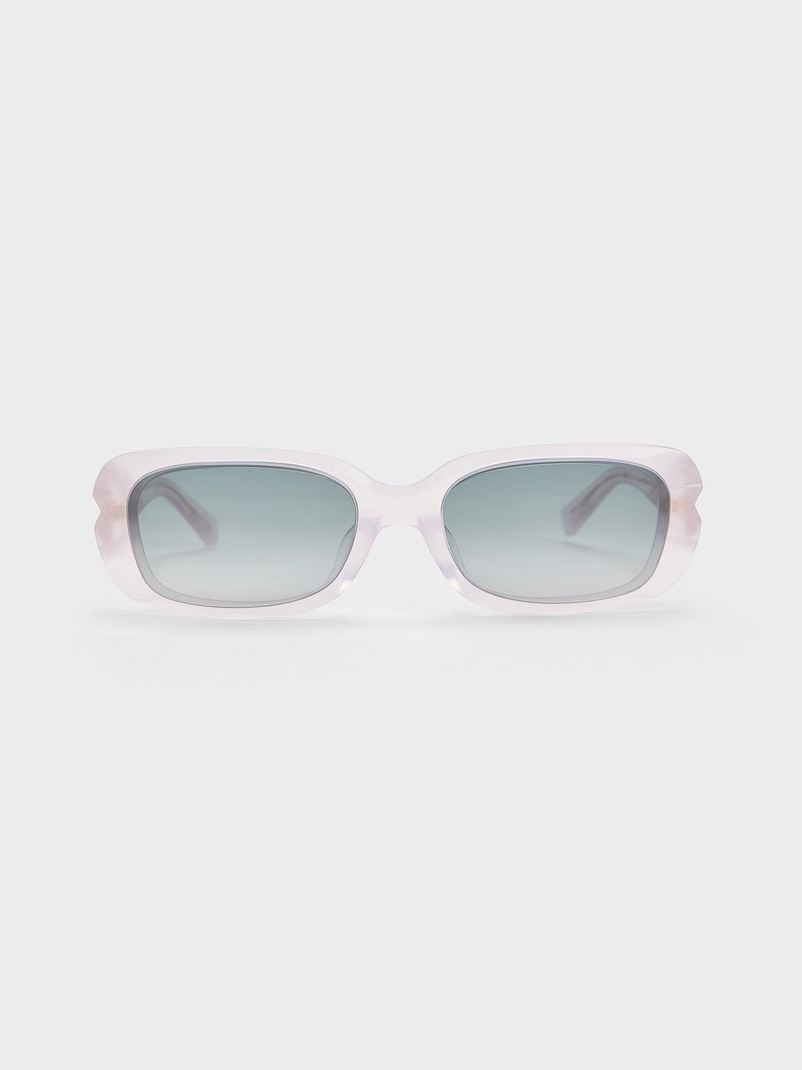 Recycled Acetate Angular Sunglasses, Transparent, hi-res