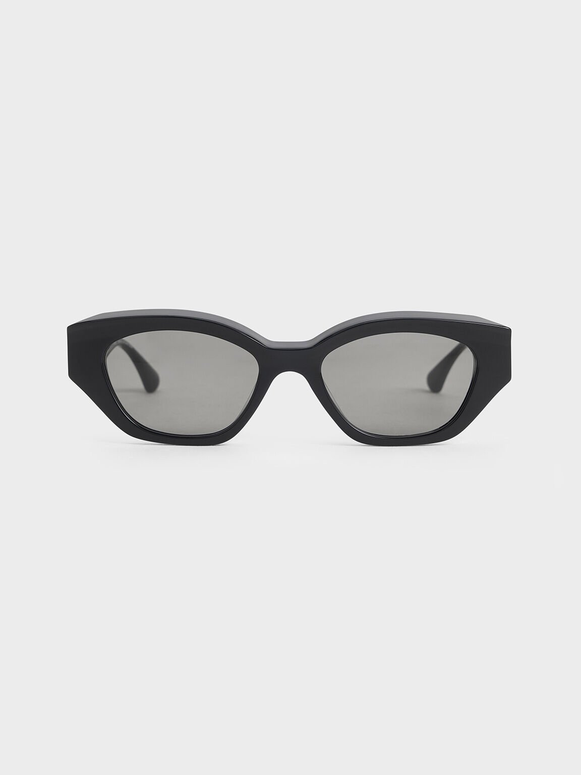 Kacamata Cat-Eye Sculptural Recycled-Acetate, Noir, hi-res