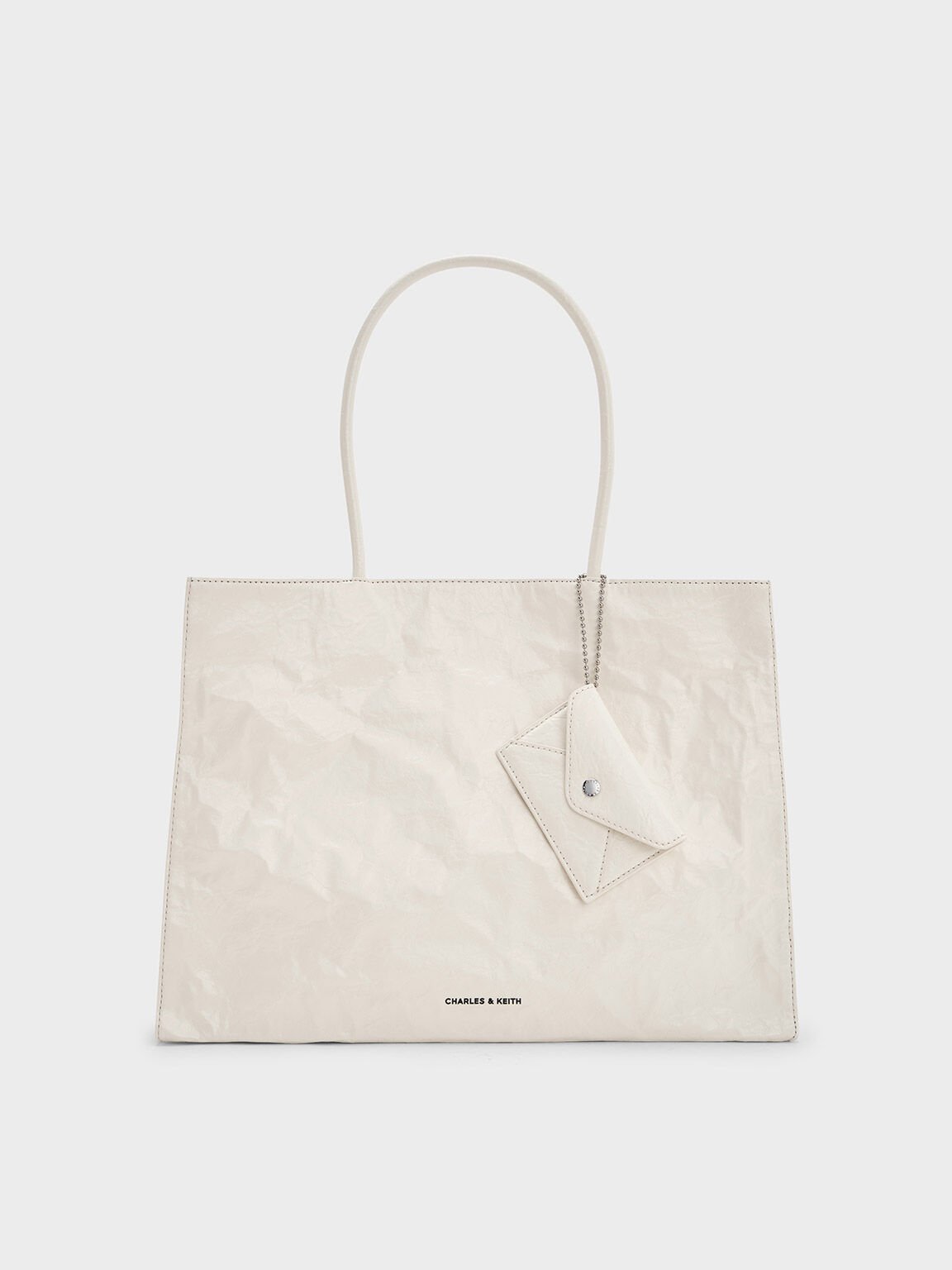 Large Matina Crinkle-Effect Tote Bag, Cream, hi-res