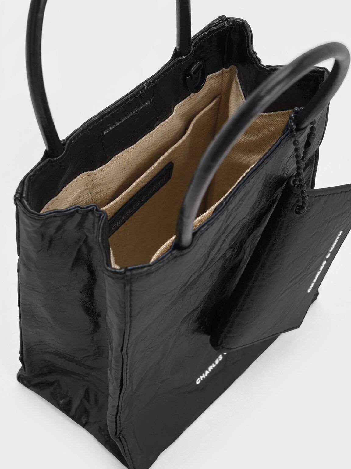 Tote Bag Crinkle-Effect Matina Elongated, Jet Black, hi-res