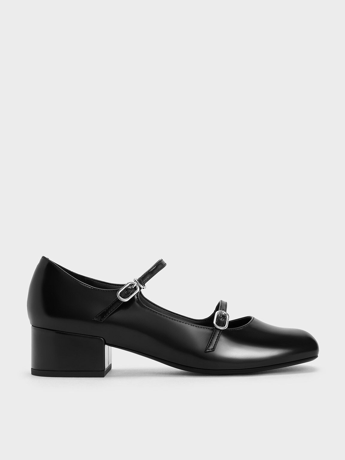 Double-Strap Block-Heel Mary Janes, Black Box, hi-res