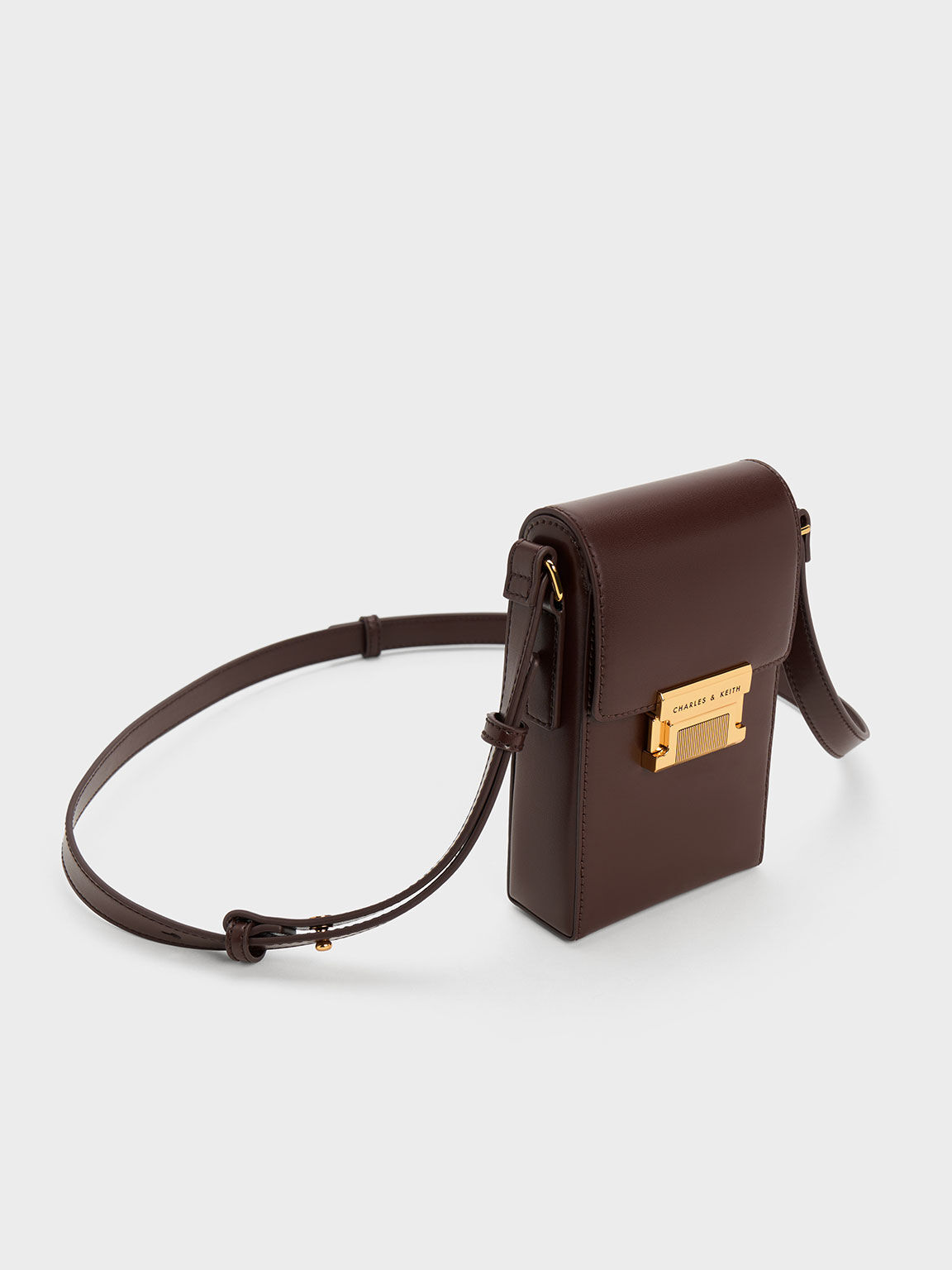 Pouch Elongated Freida Metallic Accent, Dark Brown, hi-res