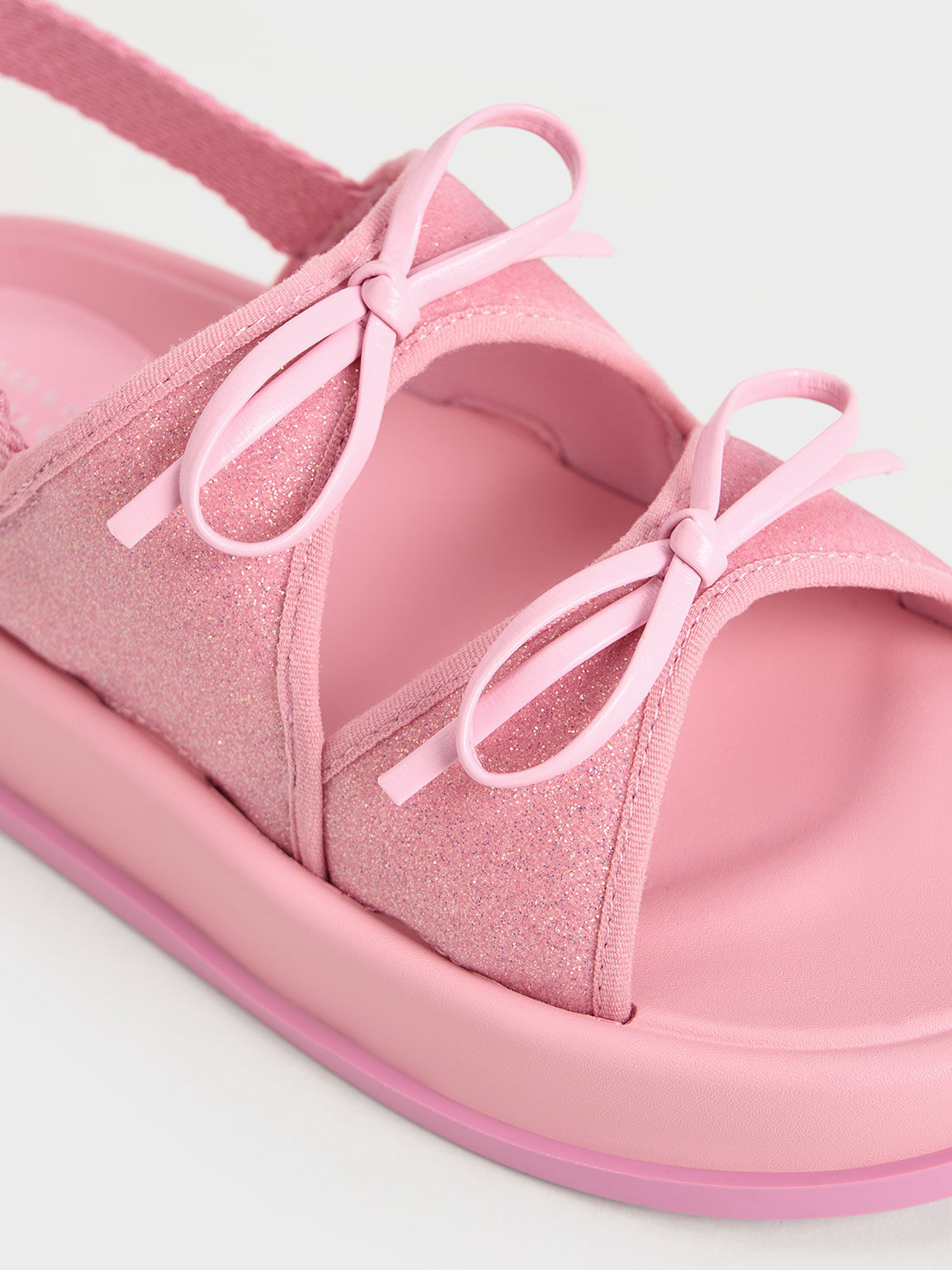 Sandal Double Bow Girls' Glittered, Pink, hi-res