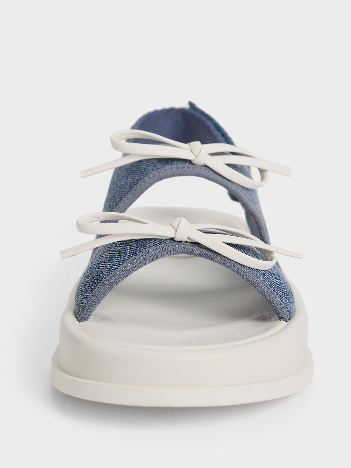 Sandal Double Bow Girls' Denim, Denim Blue, hi-res