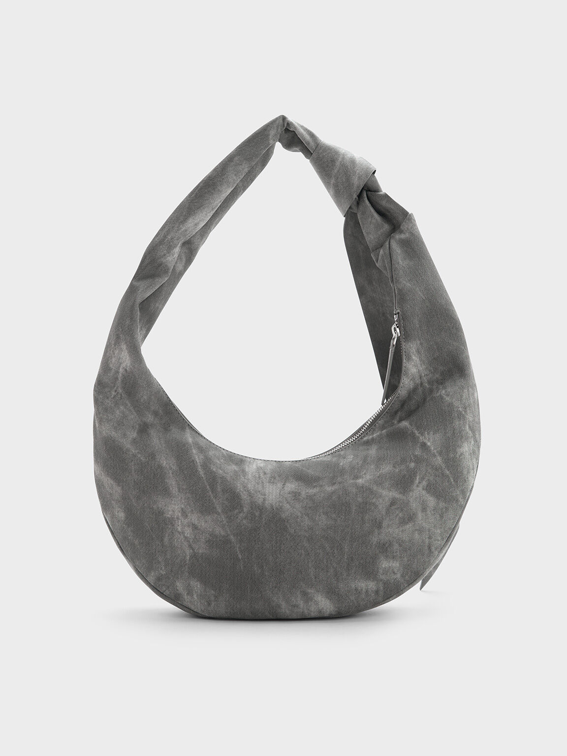 Tas Hobo Knotted Curved Toni Denim, Dark Grey, hi-res