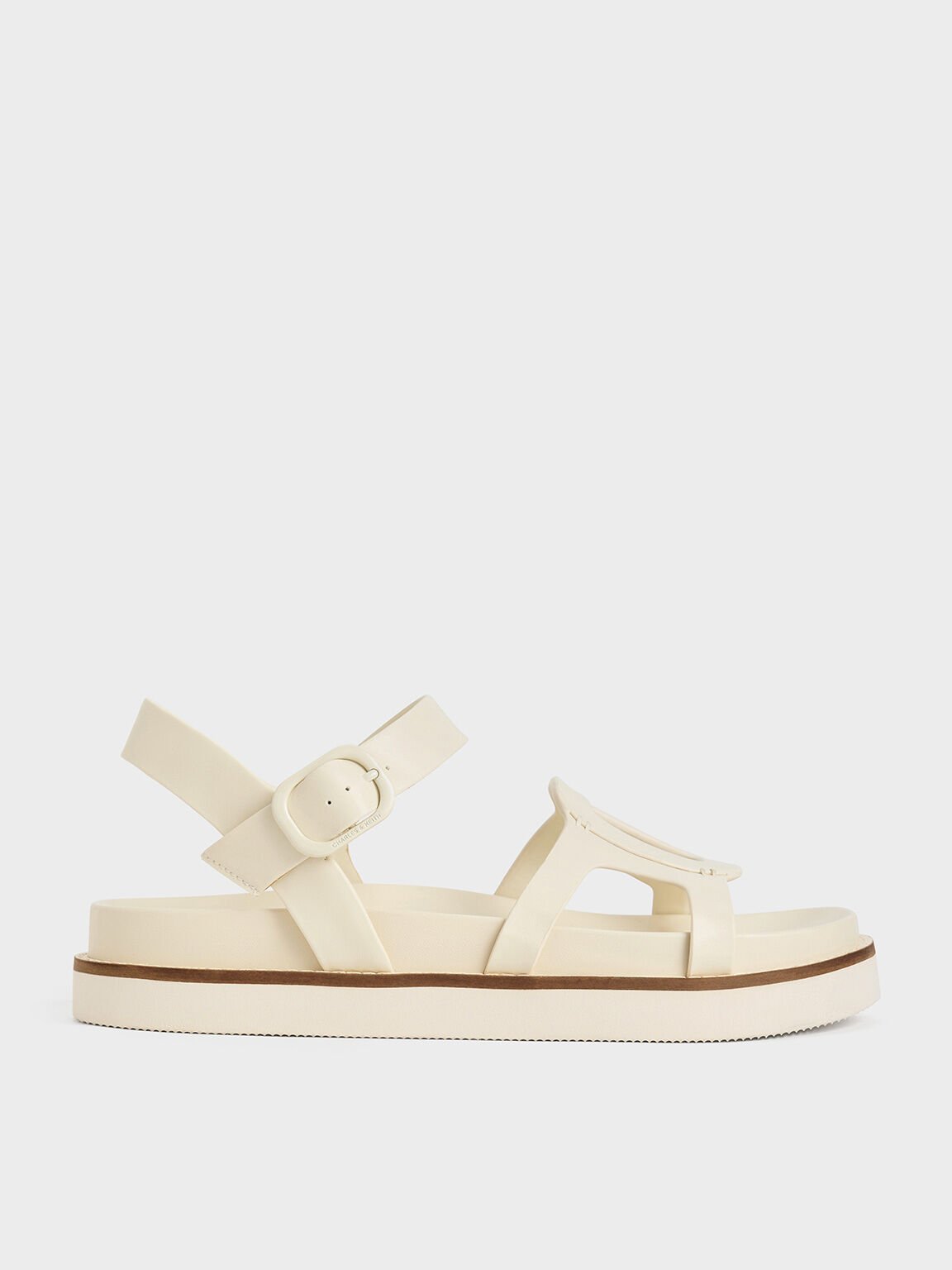 Sandal Buckled Cut-Out Easley, Chalk, hi-res