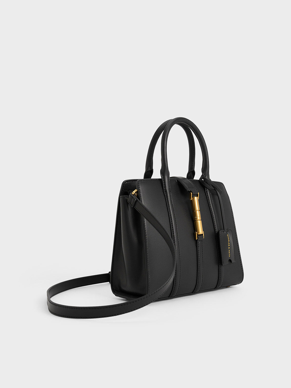 Tote Bag Metallic Accent Cesia, Black, hi-res