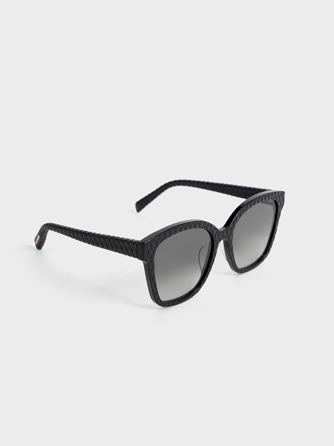 Kacamata Quilted Recycled Acetate & Leather, Black, hi-res