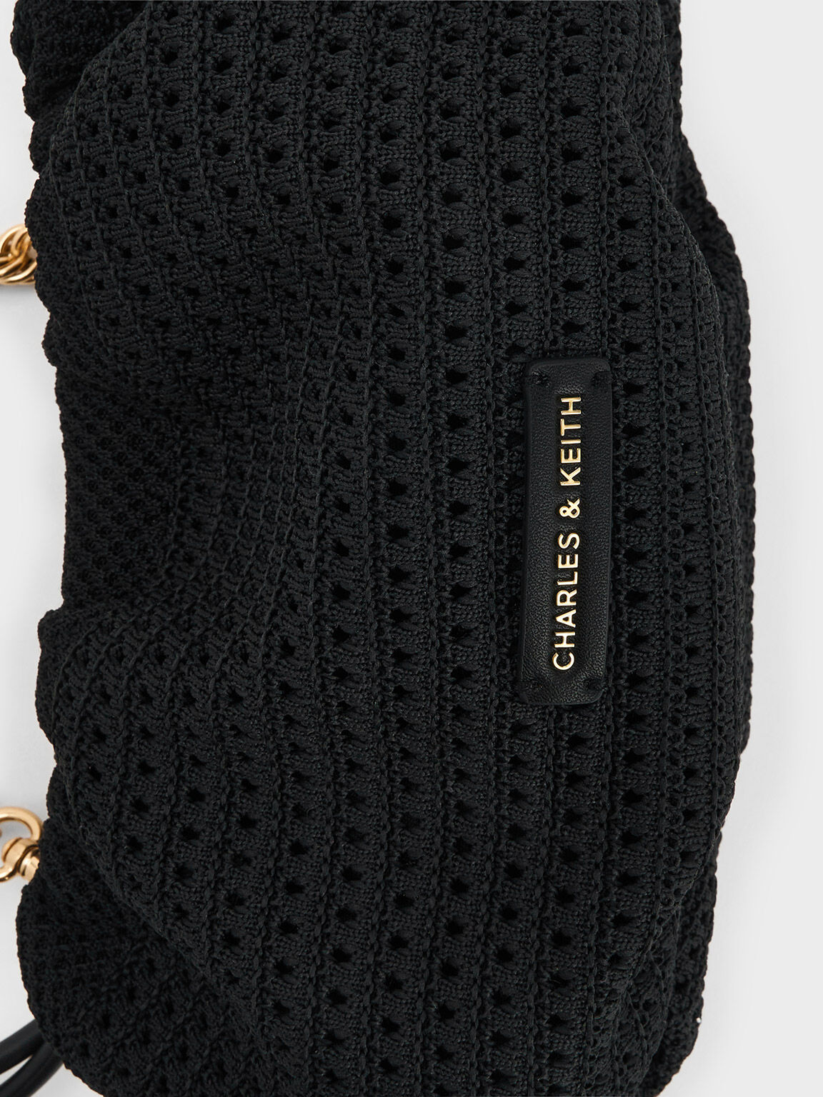 Clutch Chain-Handle Knitted Ida, Black, hi-res