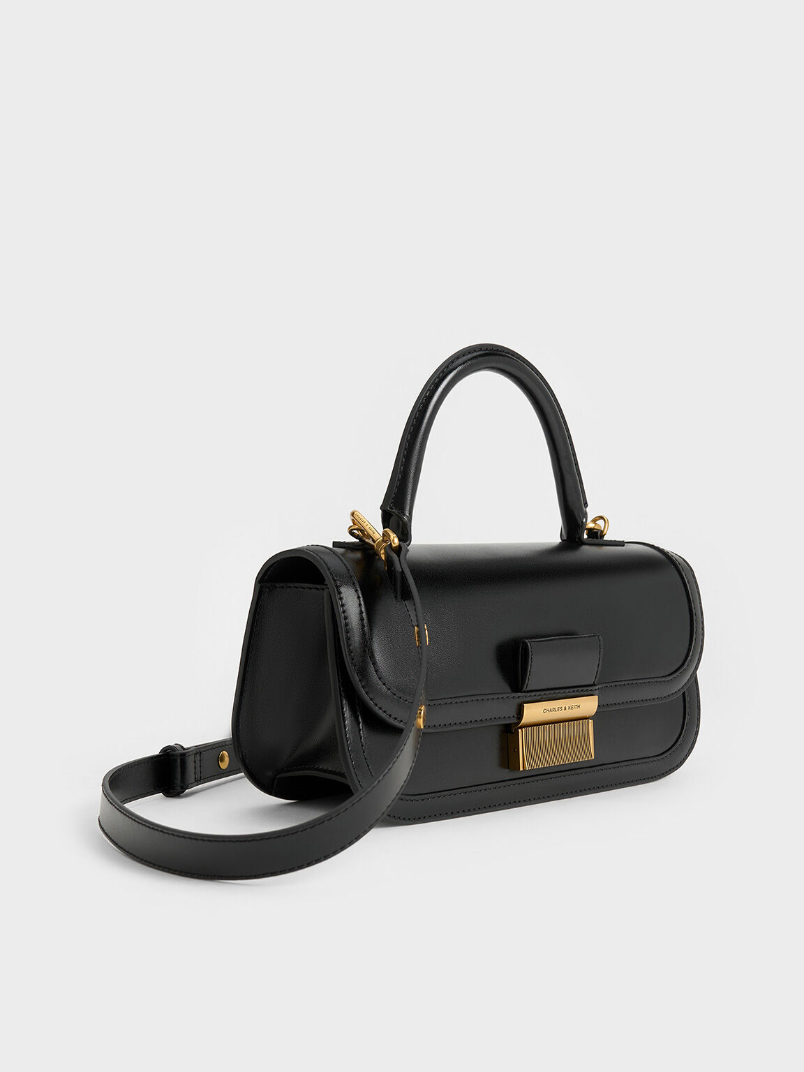 Tas Top Handle Elongated Charlot, Black, hi-res