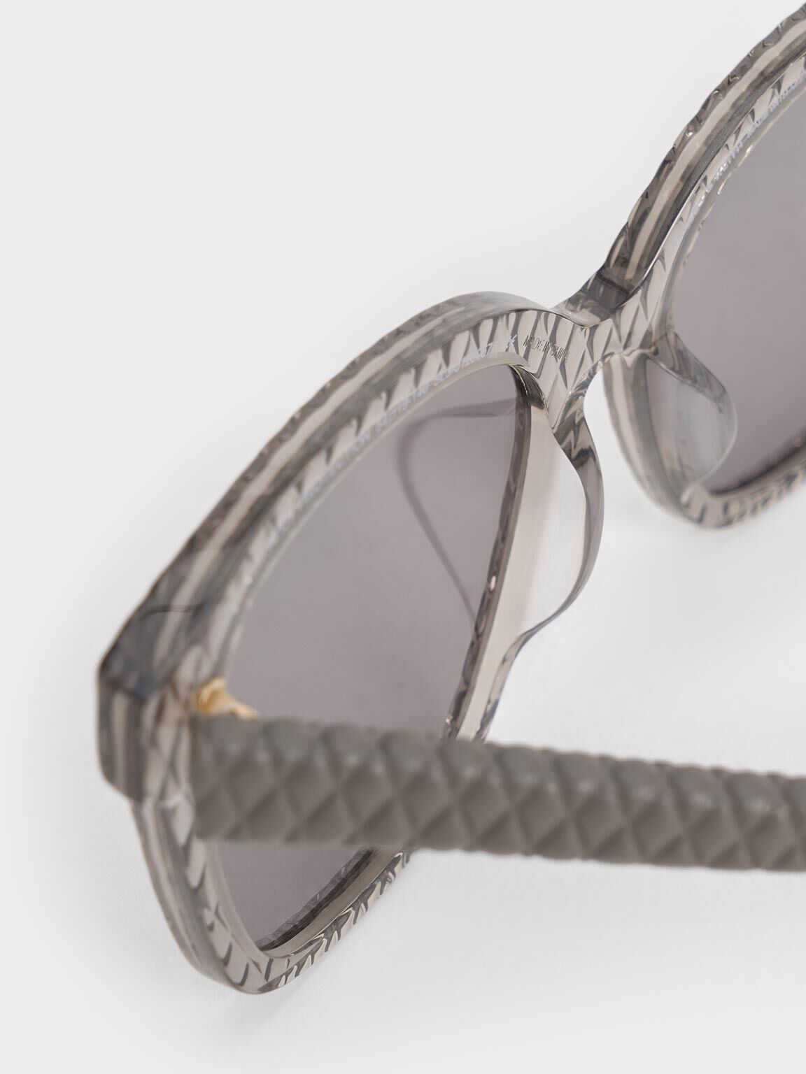 Kacamata Quilted Recycled Acetate & Leather, Grey, hi-res