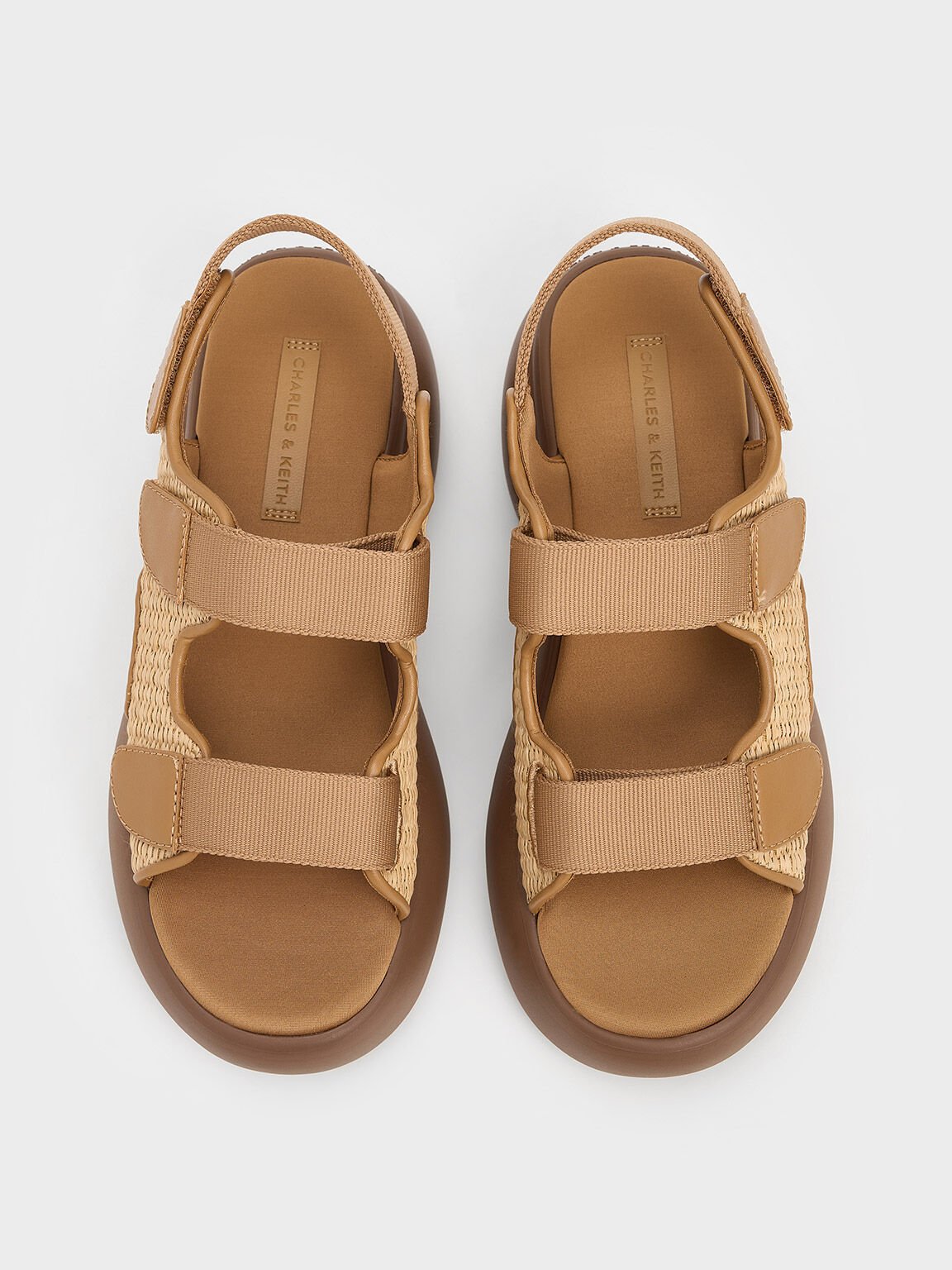 Woven Double-Strap Sports Sandals, Beige, hi-res