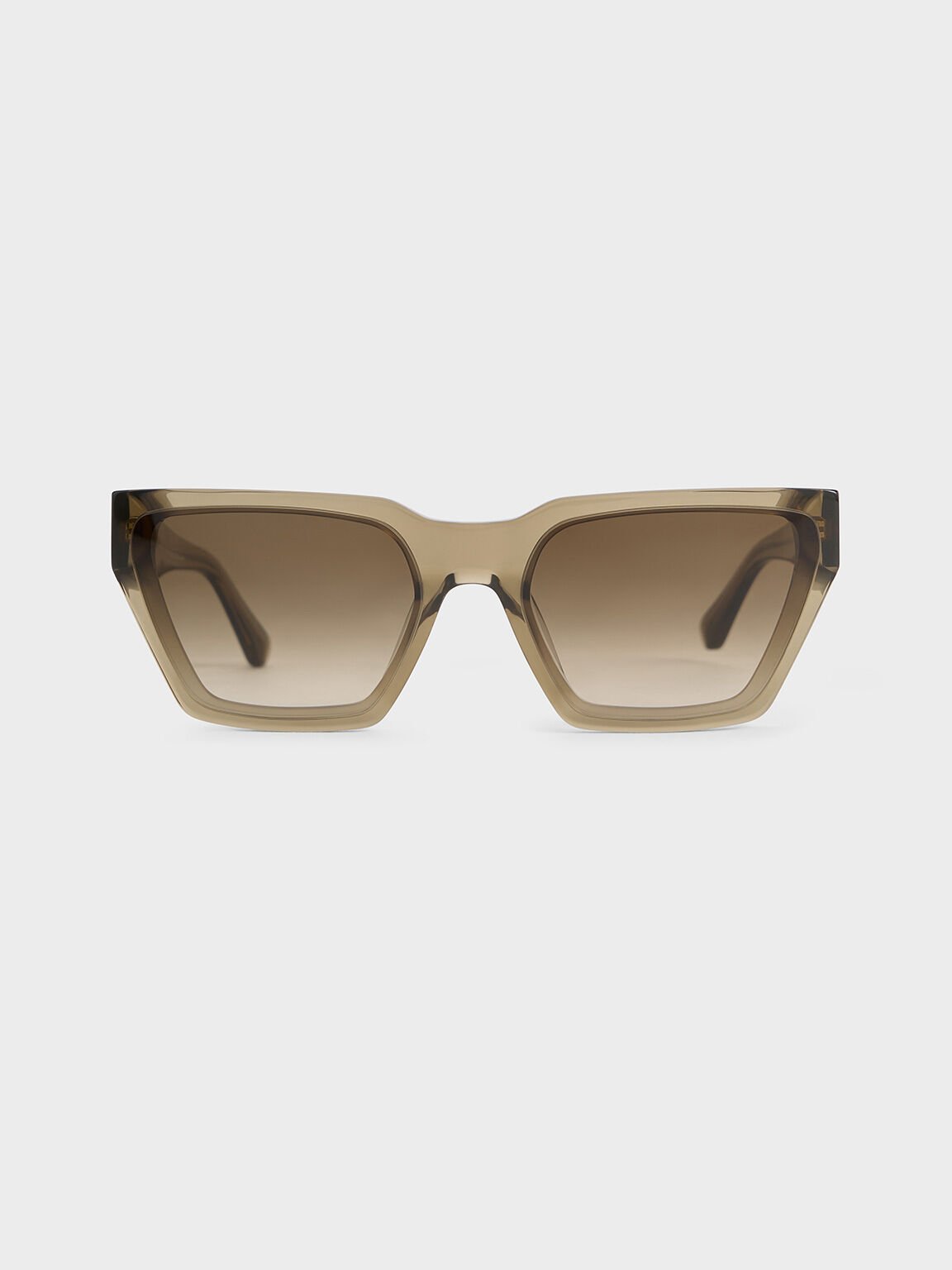 Recycled Acetate Angular Sunglasses, Khaki, hi-res