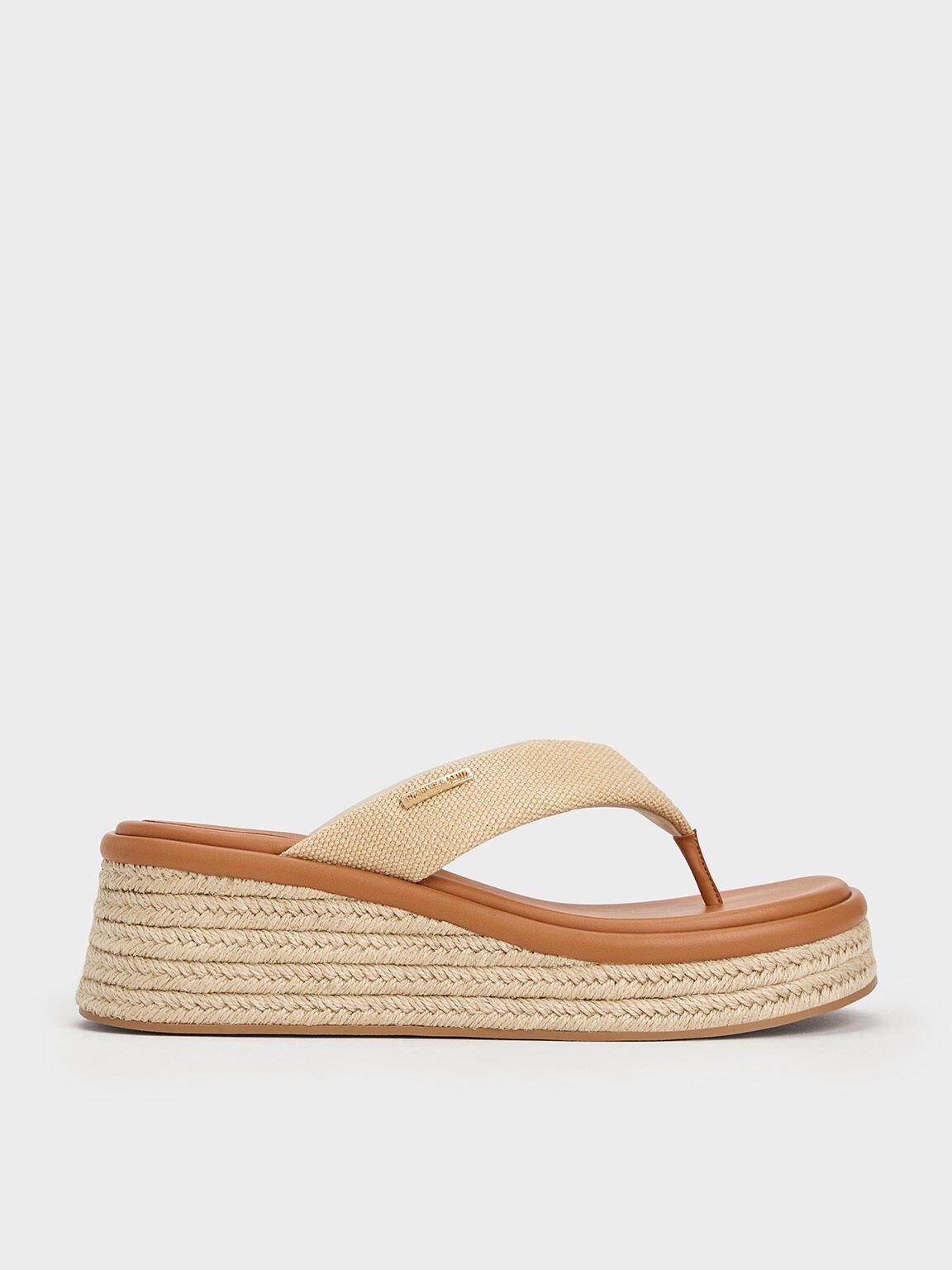 Sandal Thong Espadrille Woven, Sand, hi-res