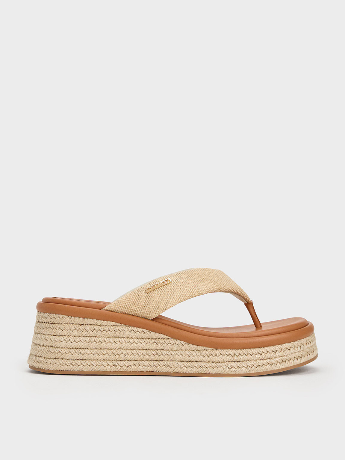 Woven Espadrille Thong Sandals, Sand, hi-res