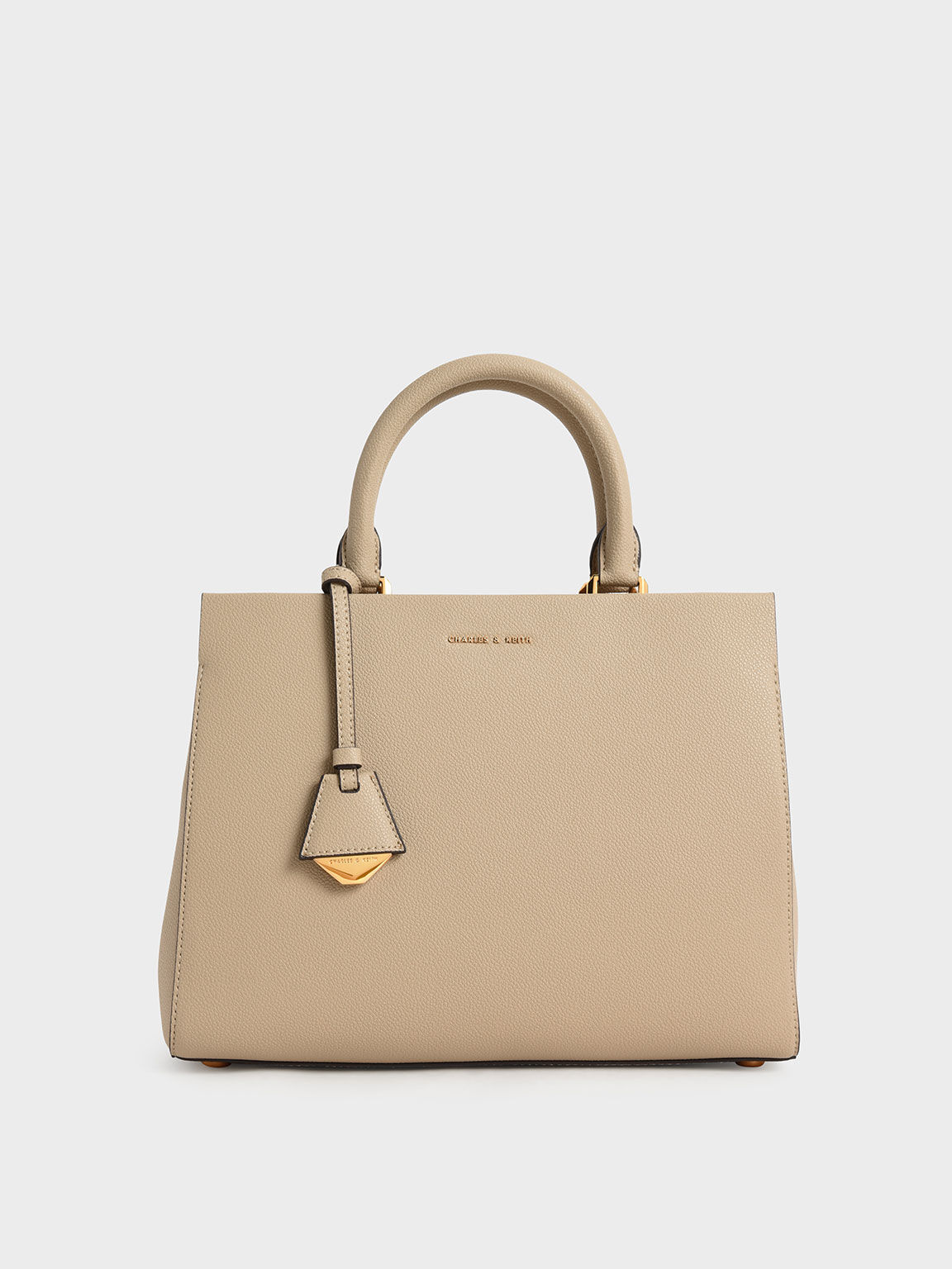 Sand Mirabelle Structured Handbag - CHARLES & KEITH ID