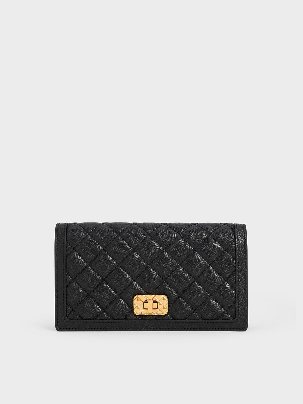 Black Micaela Quilted Long Wallet - CHARLES & KEITH ID