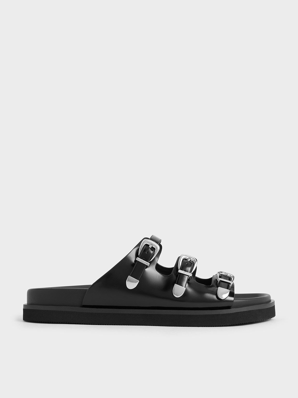 Sandal Triple-Strap Buckled, Black Box, hi-res