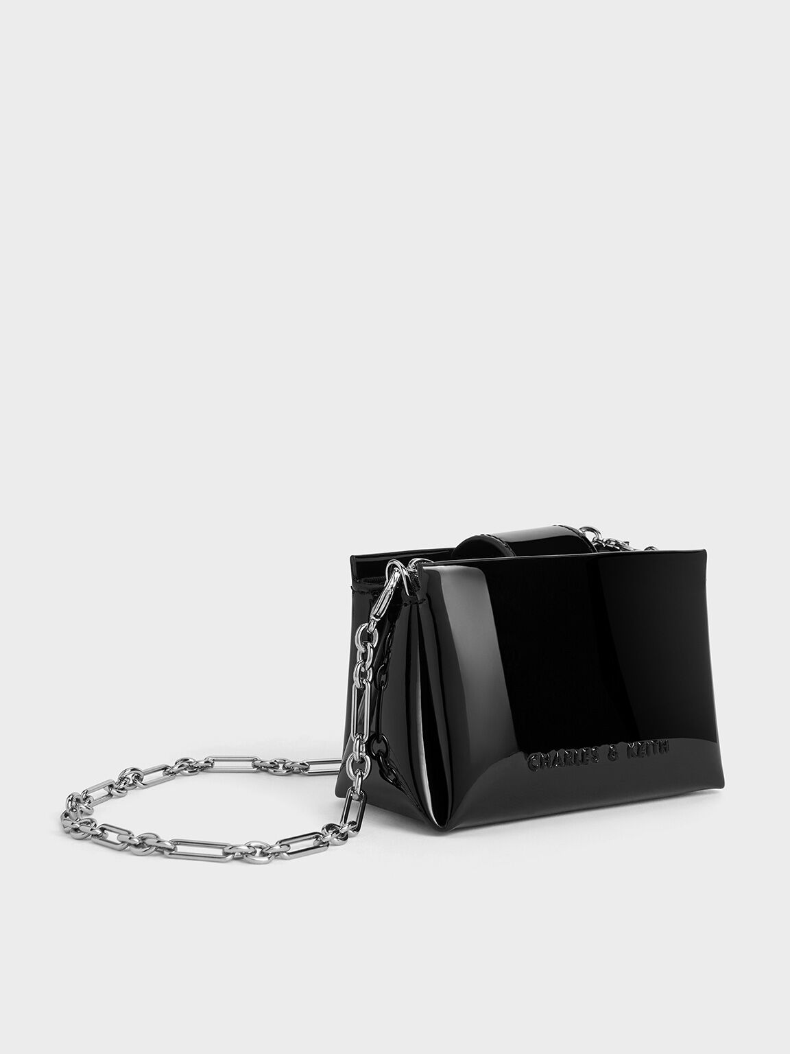 Bosie Patent Top Handle Pouch, Noir, hi-res