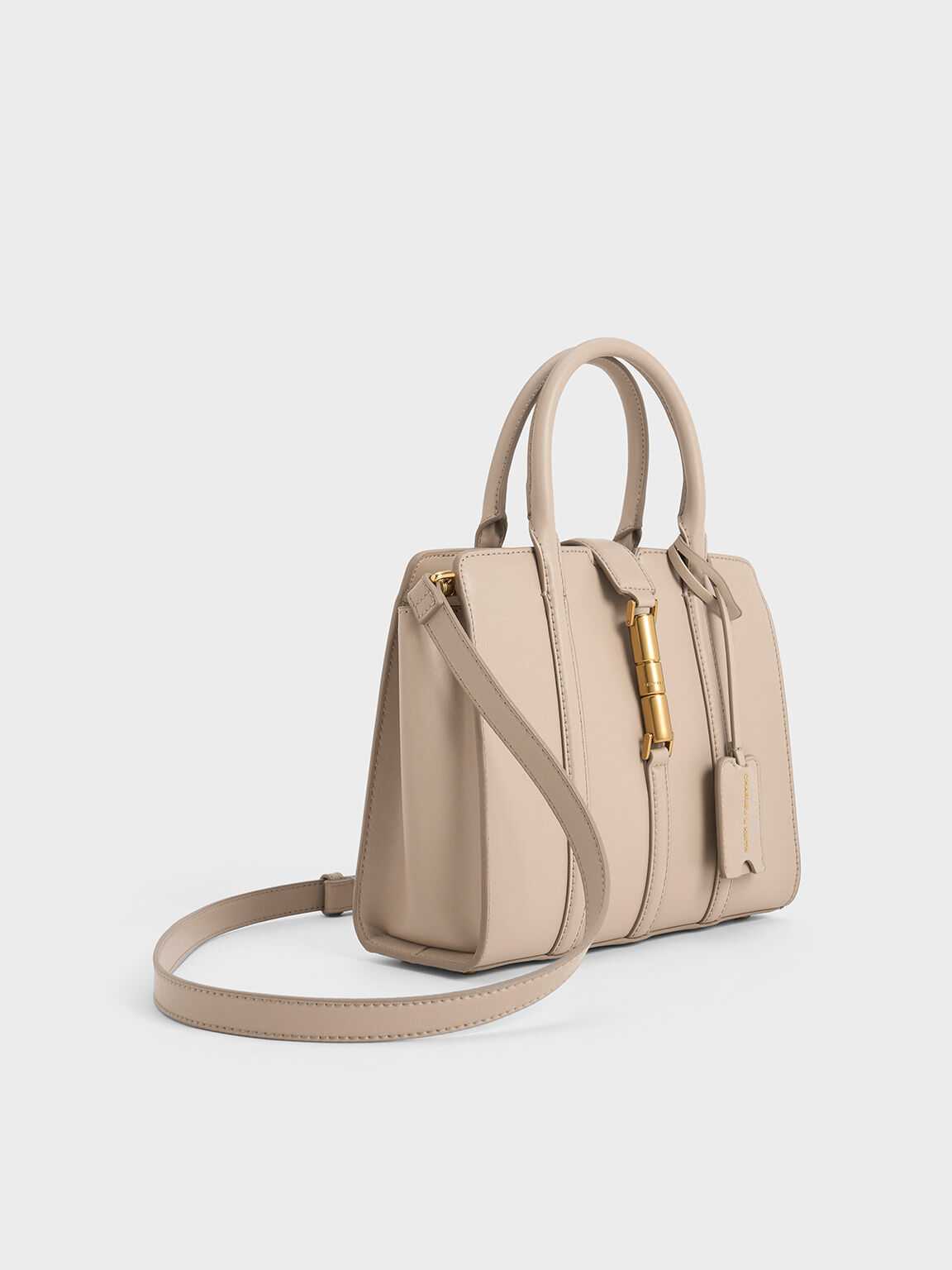 Cesia Metallic Accent Tote Bag, Taupe, hi-res