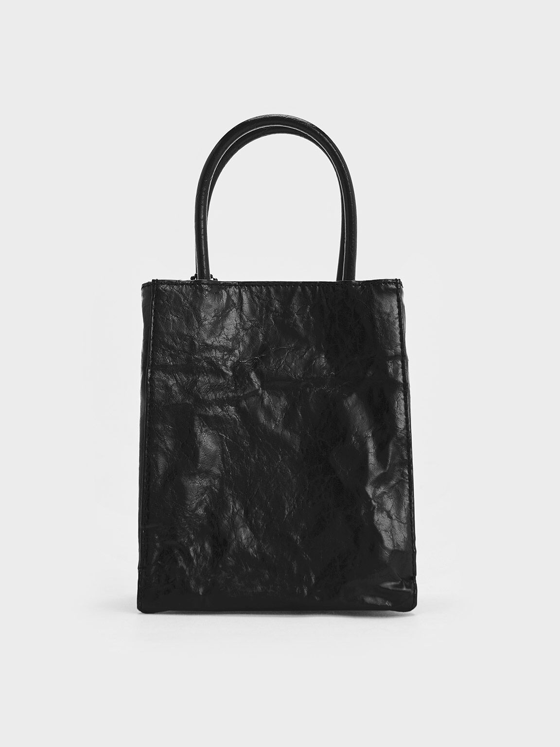 Matina Crinkle-Effect Elongated Tote Bag, Jet Black, hi-res