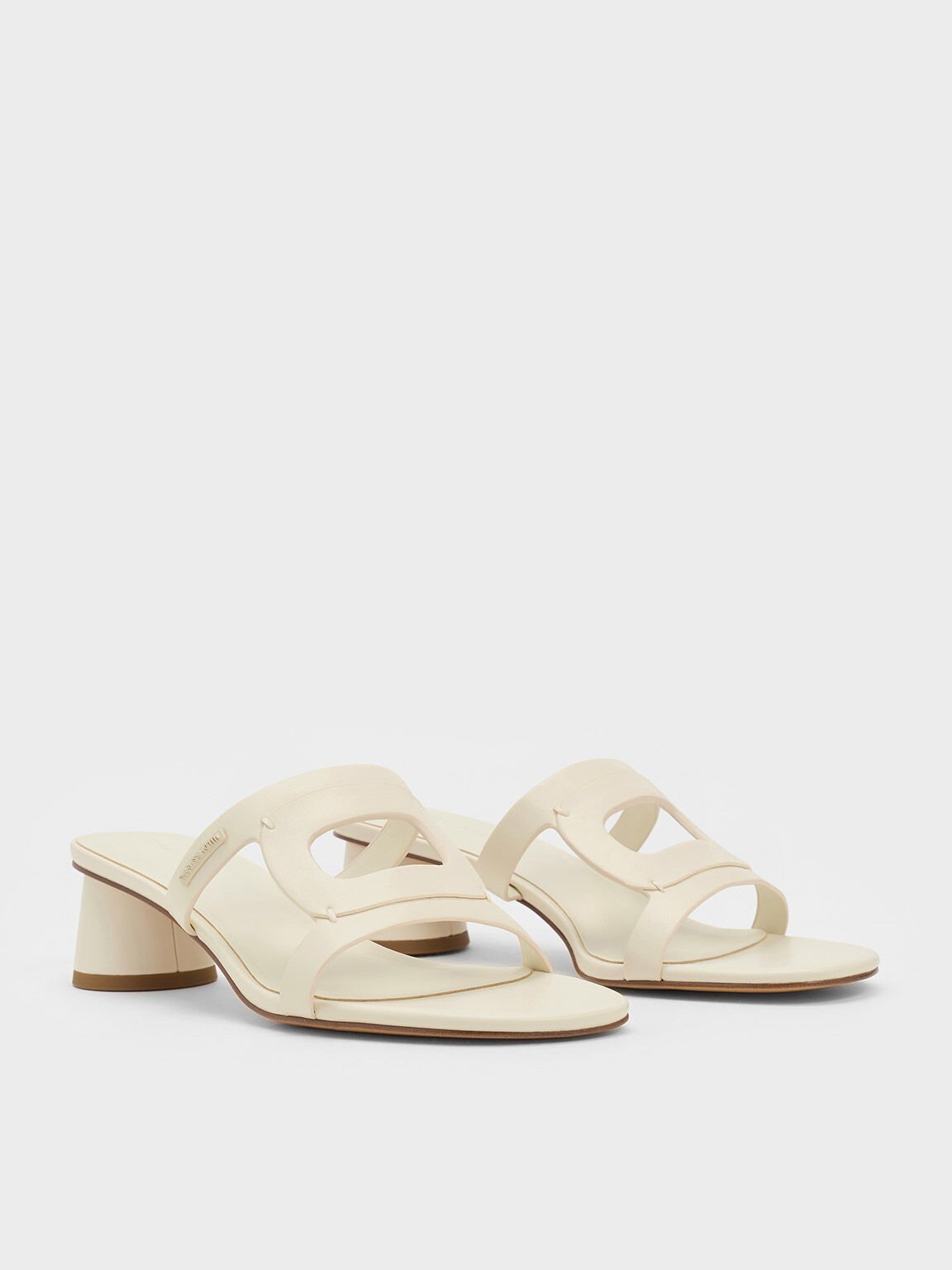 Sepatu Mules Cylinder-Heel Cut-Out, Chalk, hi-res