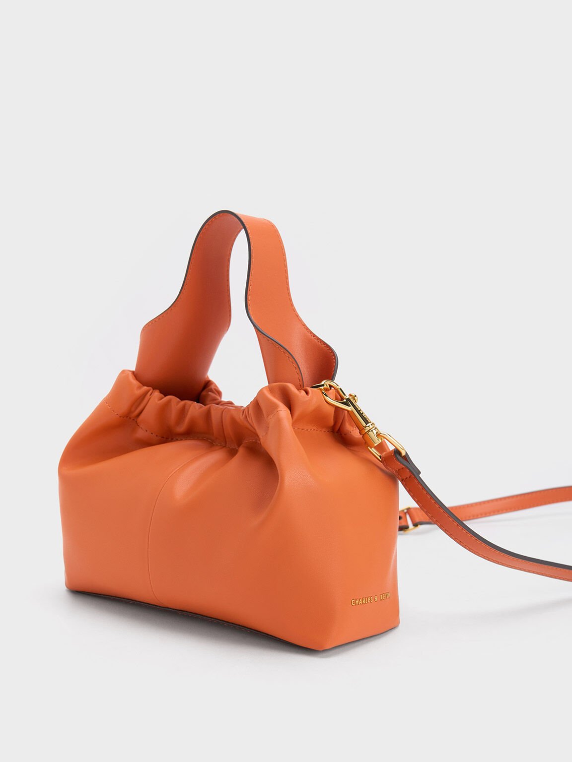 Ally Ruched Slouchy Bag, Orange, hi-res