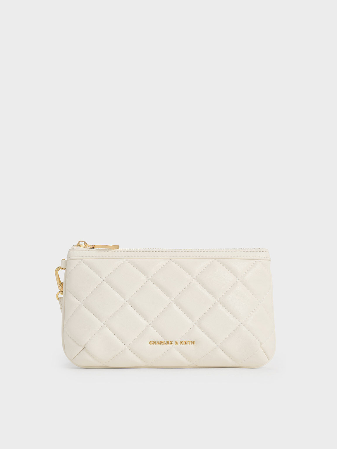 Cressida Quilted Wristlet, White, hi-res