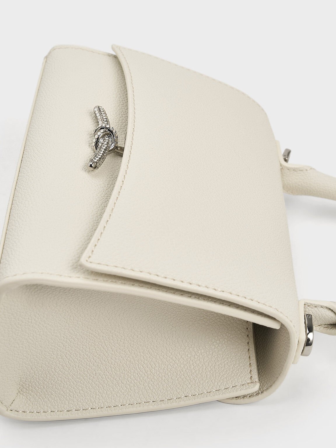 Tas Top Handle Push-Lock Metallic Huxley, Cream, hi-res