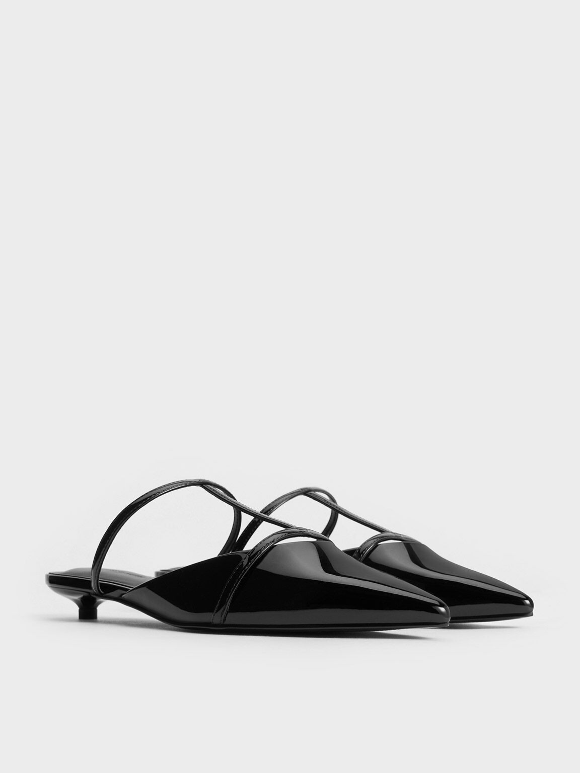 Clara T-Bar Pointed-Toe Mules, Black Box, hi-res