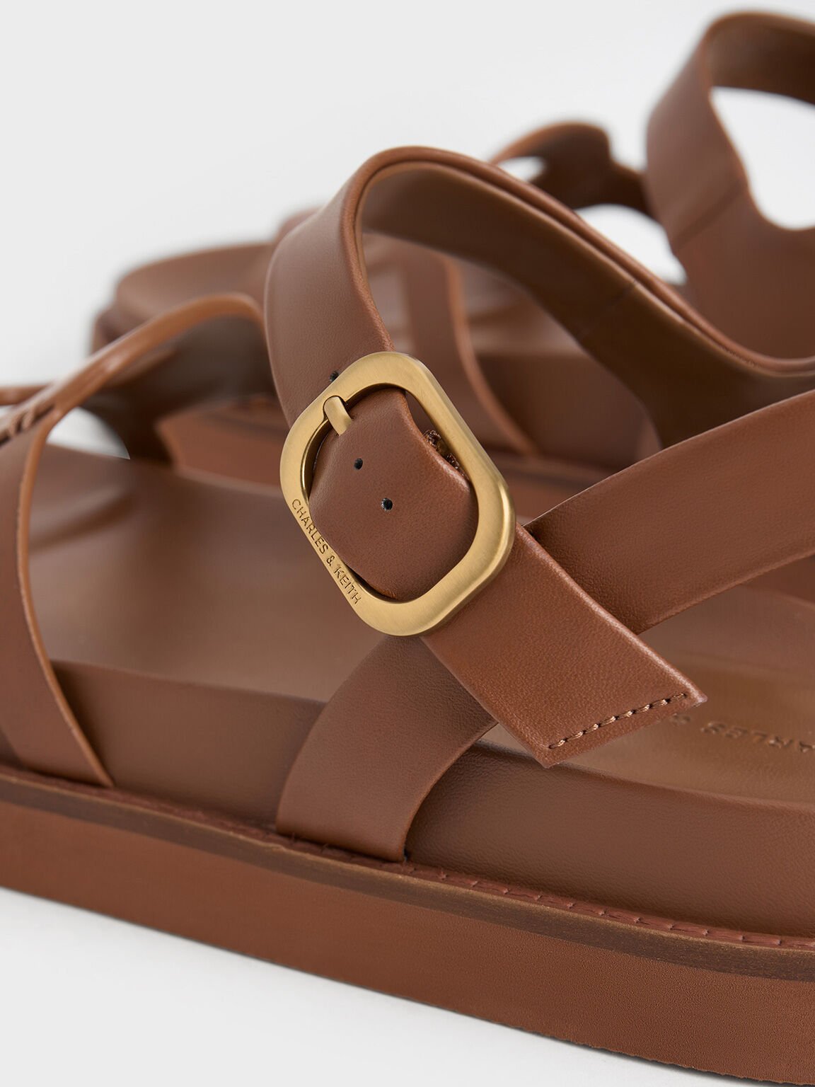 Sandal Buckled Cut-Out Easley, Caramel, hi-res