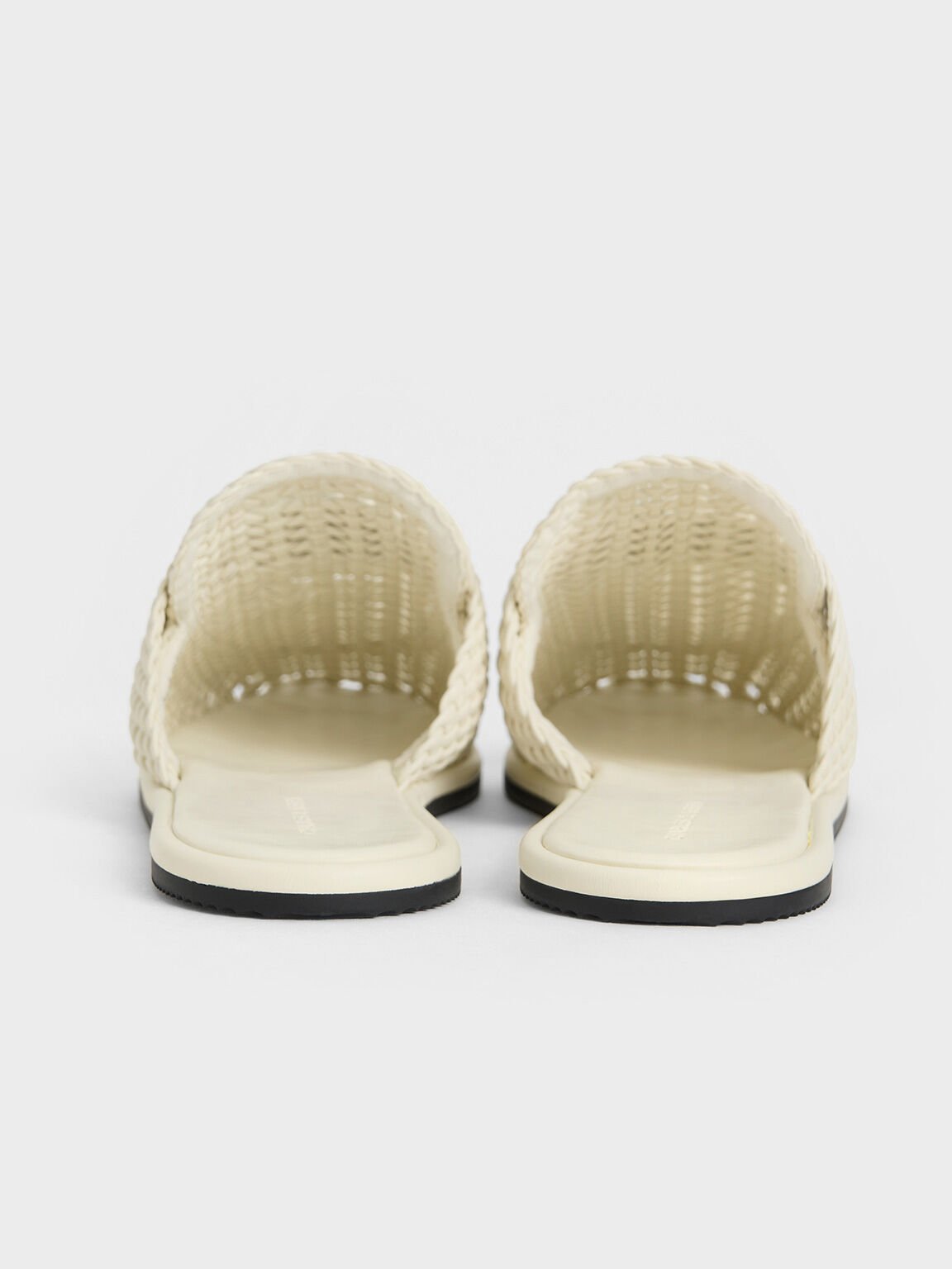 Sandal Flats Slip-On Woven, Chalk, hi-res