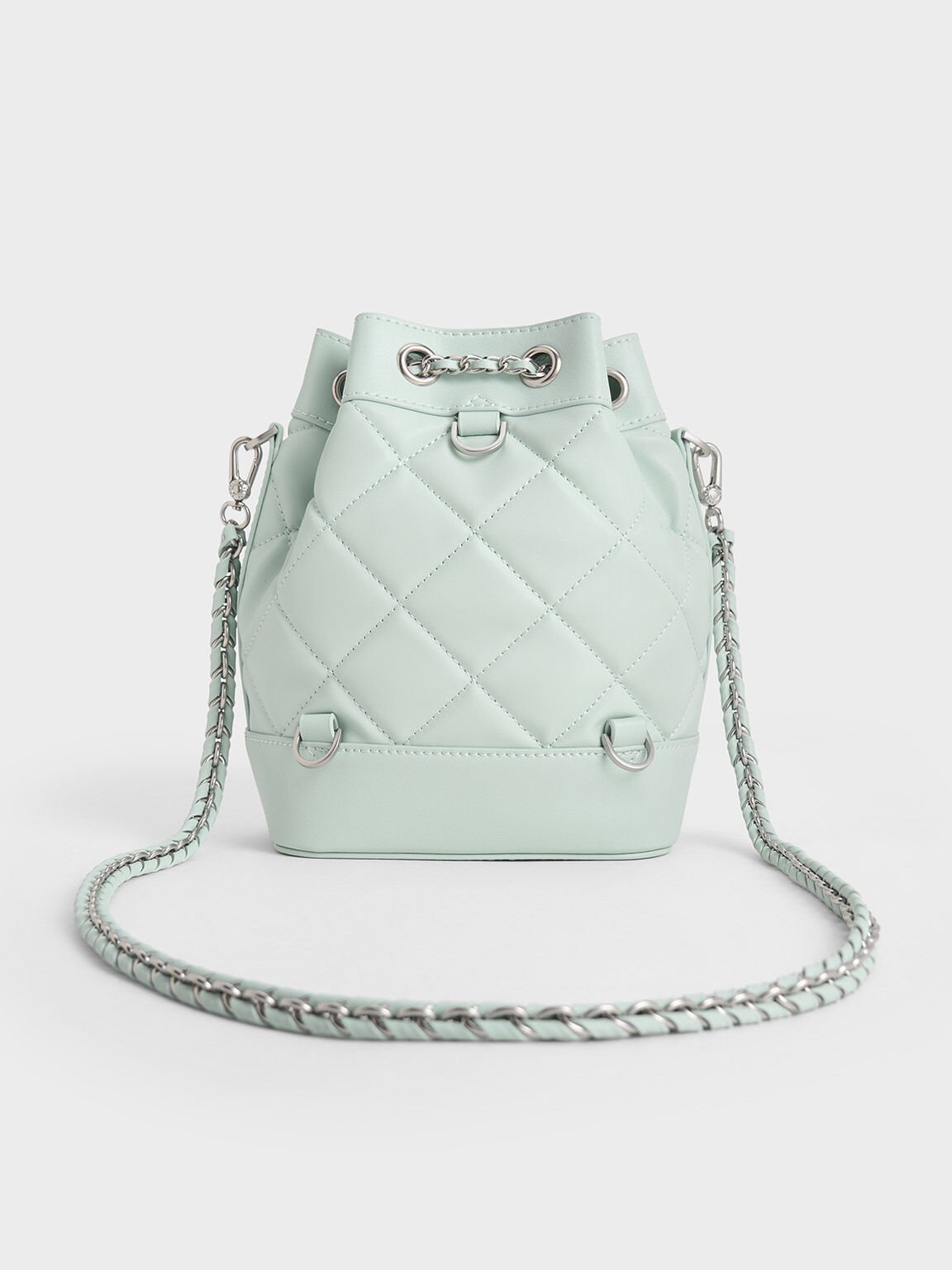 Quilted Two-Way Bucket Bag, Sage Green, hi-res