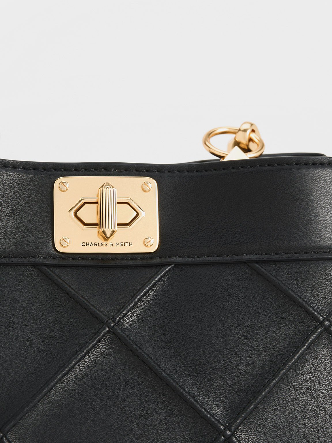 Eleni Quilted Top Handle Bag, Black, hi-res