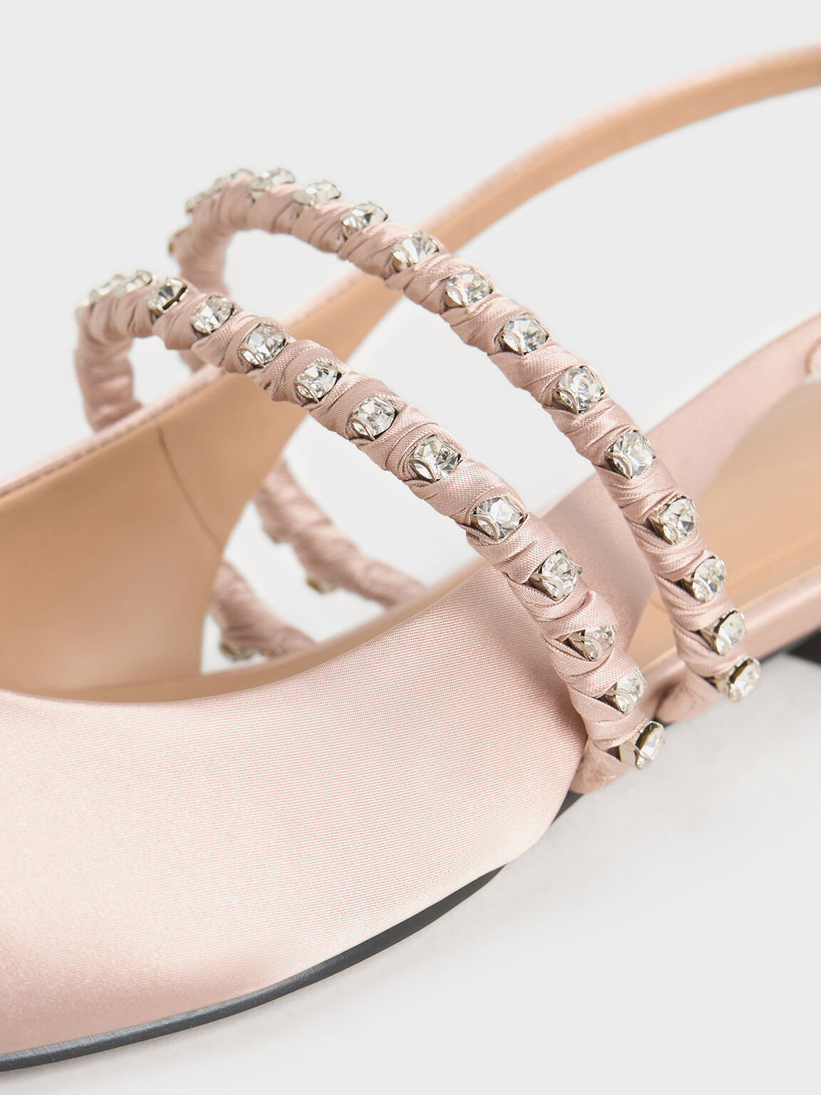 Goldie Recycled Polyester Gem-Encrusted Mary Jane Flats, Light Pink, hi-res