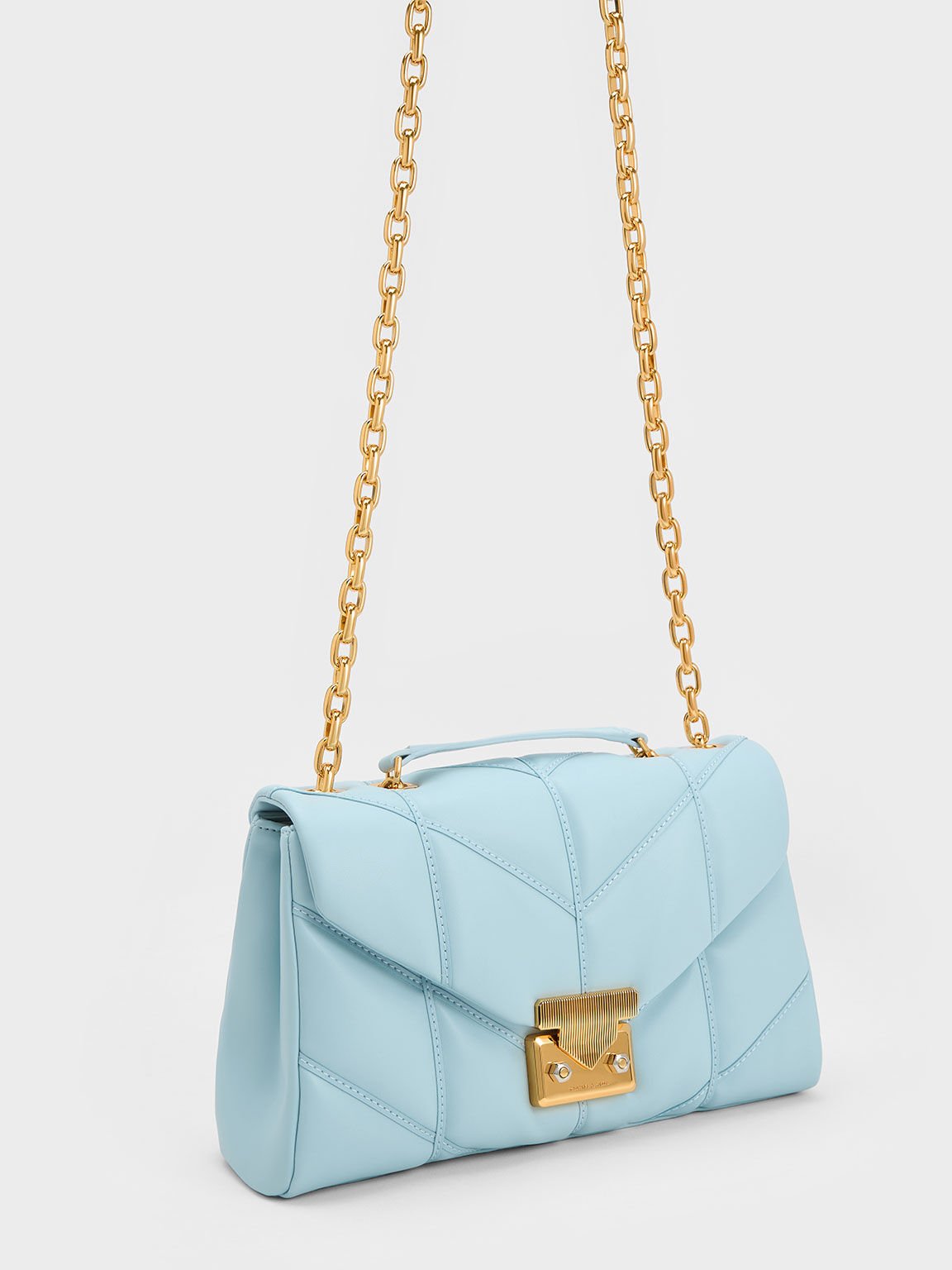 Eudora Chevron Trapeze Bag, Blue, hi-res