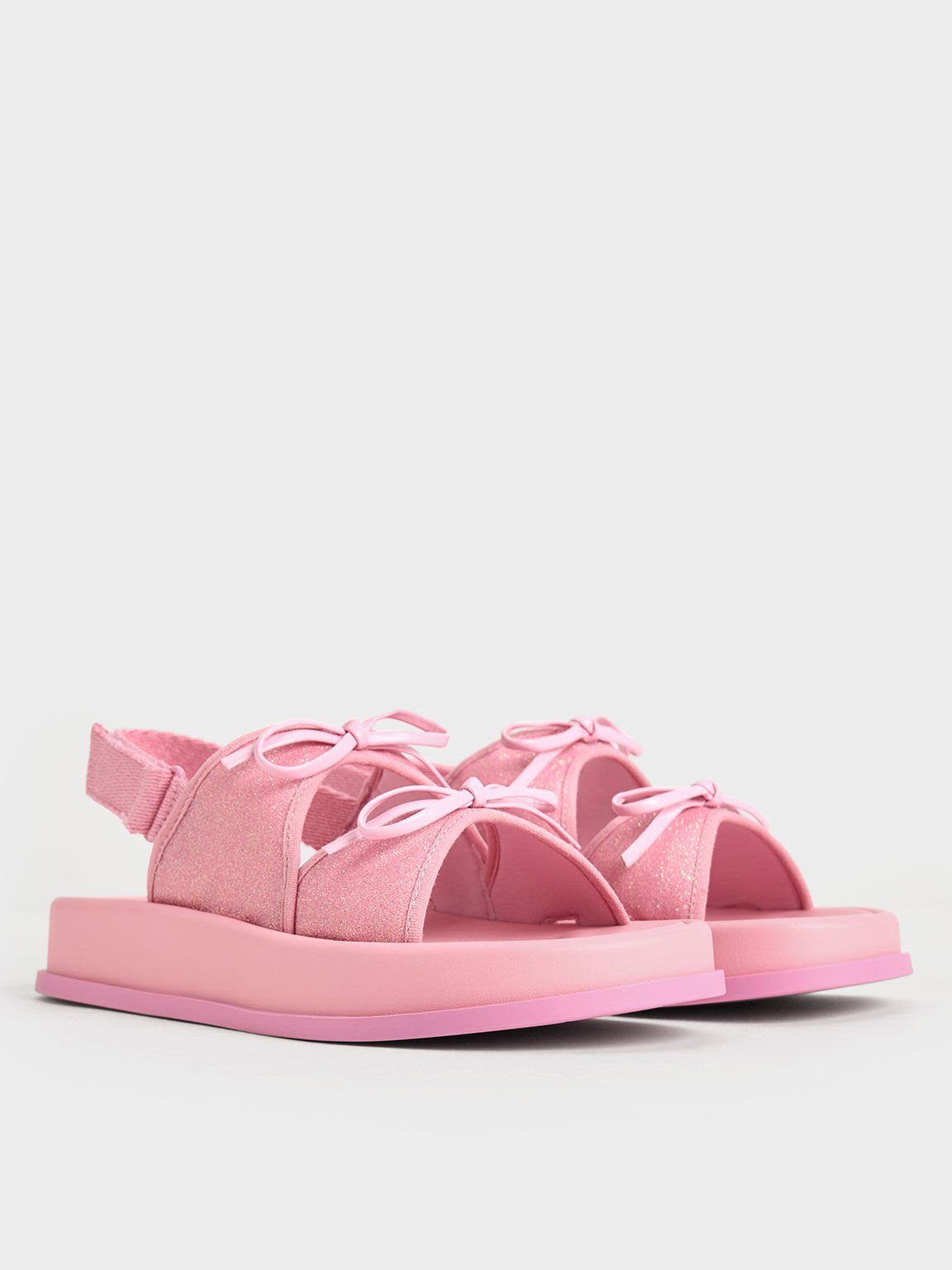 Sandal Double Bow Girls' Glittered, Pink, hi-res