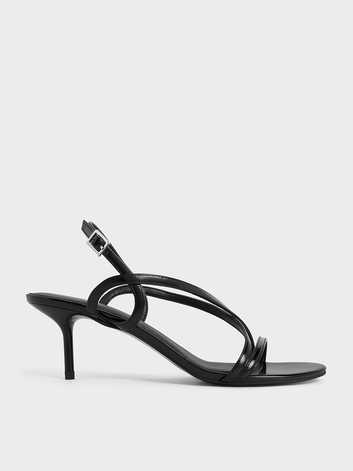 Strappy Stiletto-Heel Slingback Sandals, Black Box, hi-res