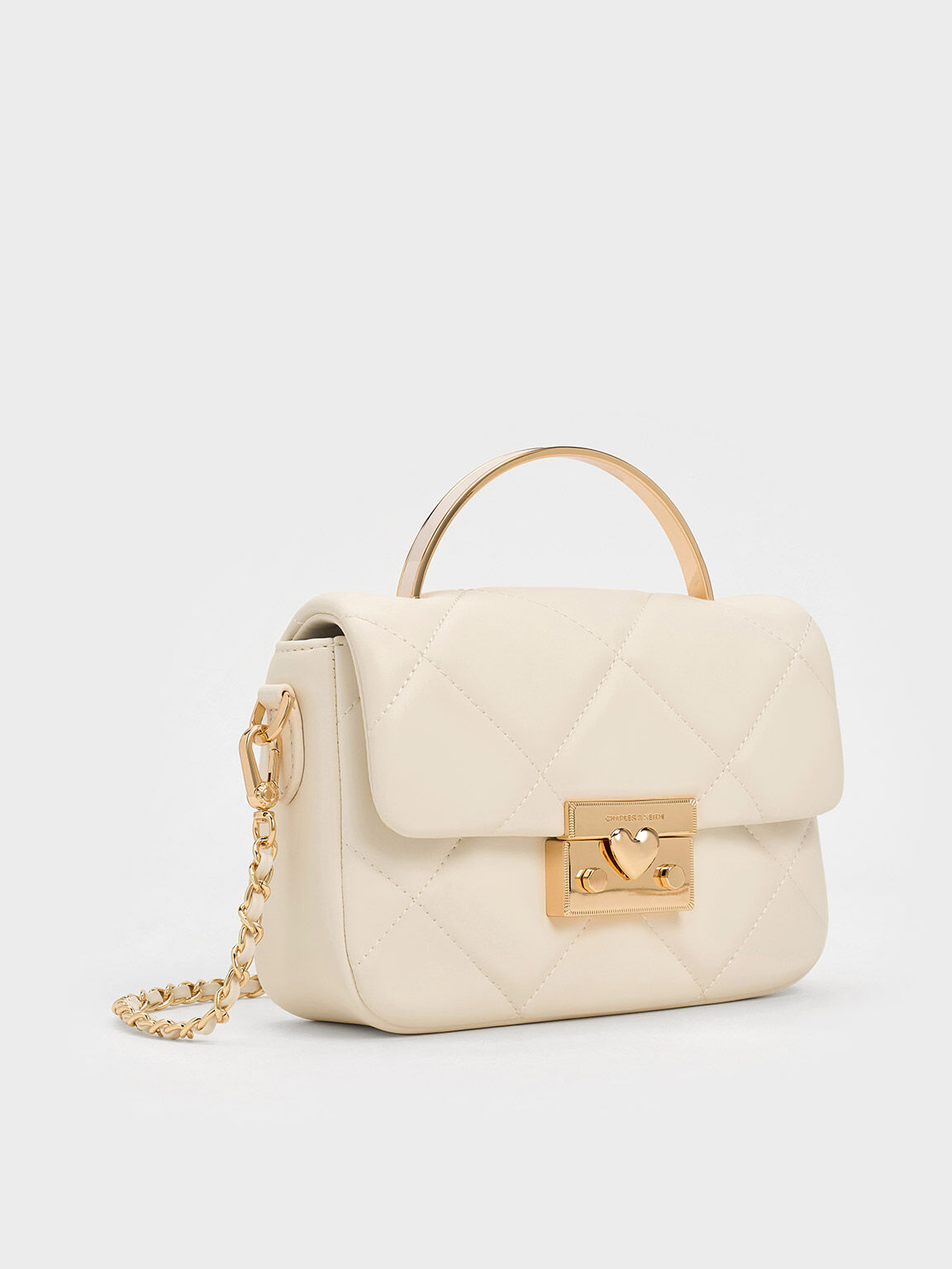 Tas Top Handle Quilted Boxy, Cream, hi-res