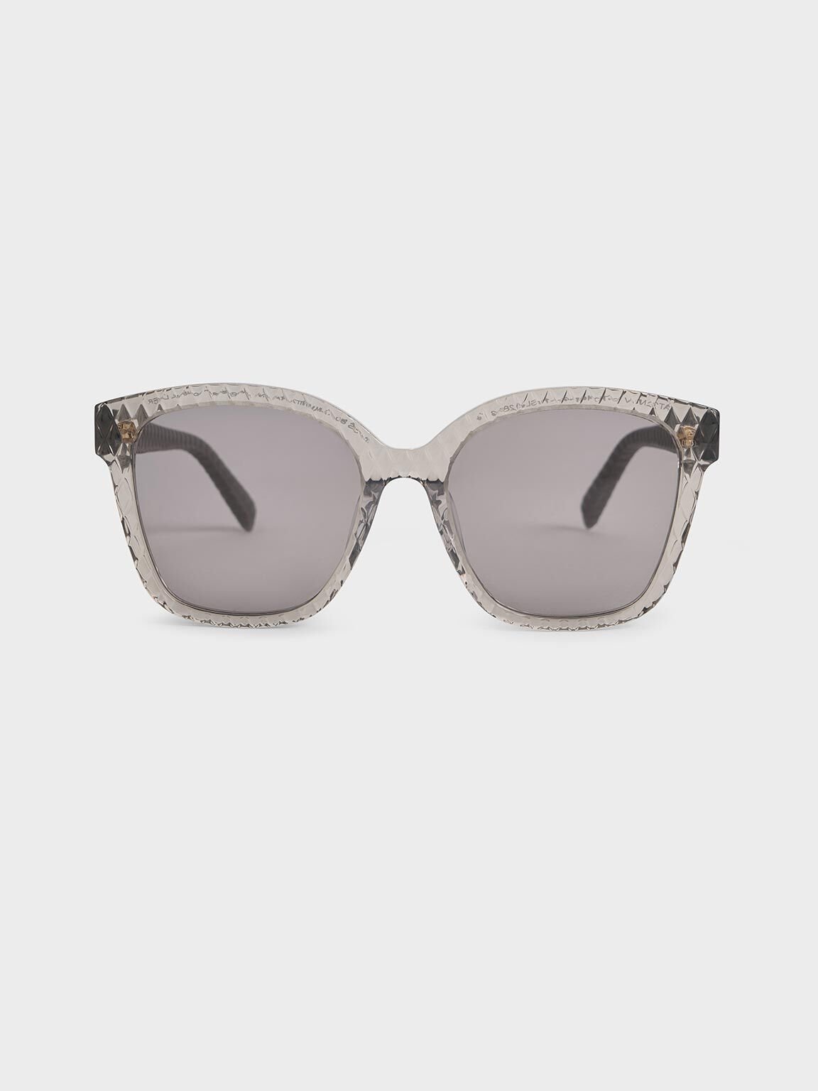 Kacamata Quilted Recycled Acetate & Leather, Grey, hi-res