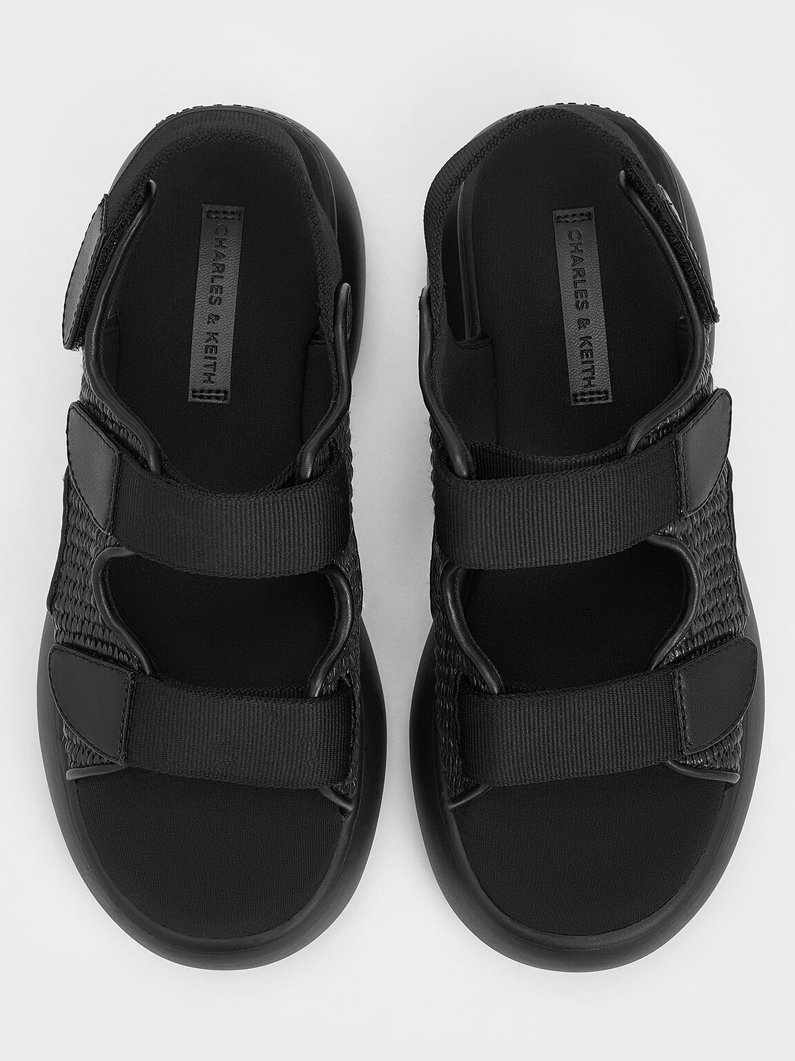 Sandal Sports Double-Strap Woven, Black Textured, hi-res