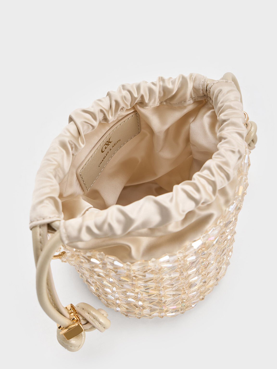 Tas Bucket Chain-Handle Beaded, Champagne, hi-res