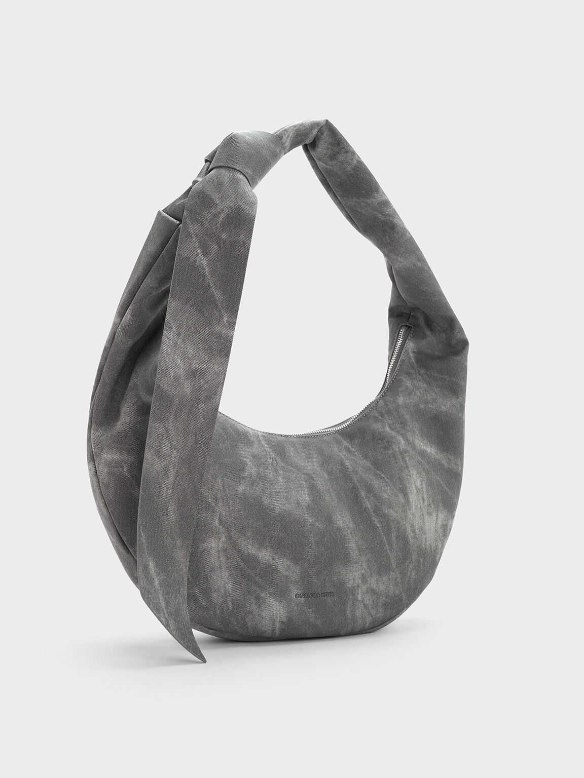 Tas Hobo Knotted Curved Toni Denim, Dark Grey, hi-res