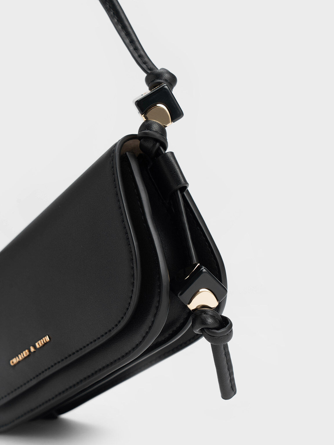 Cube Knotted Elongated Crossbody Bag, Black, hi-res