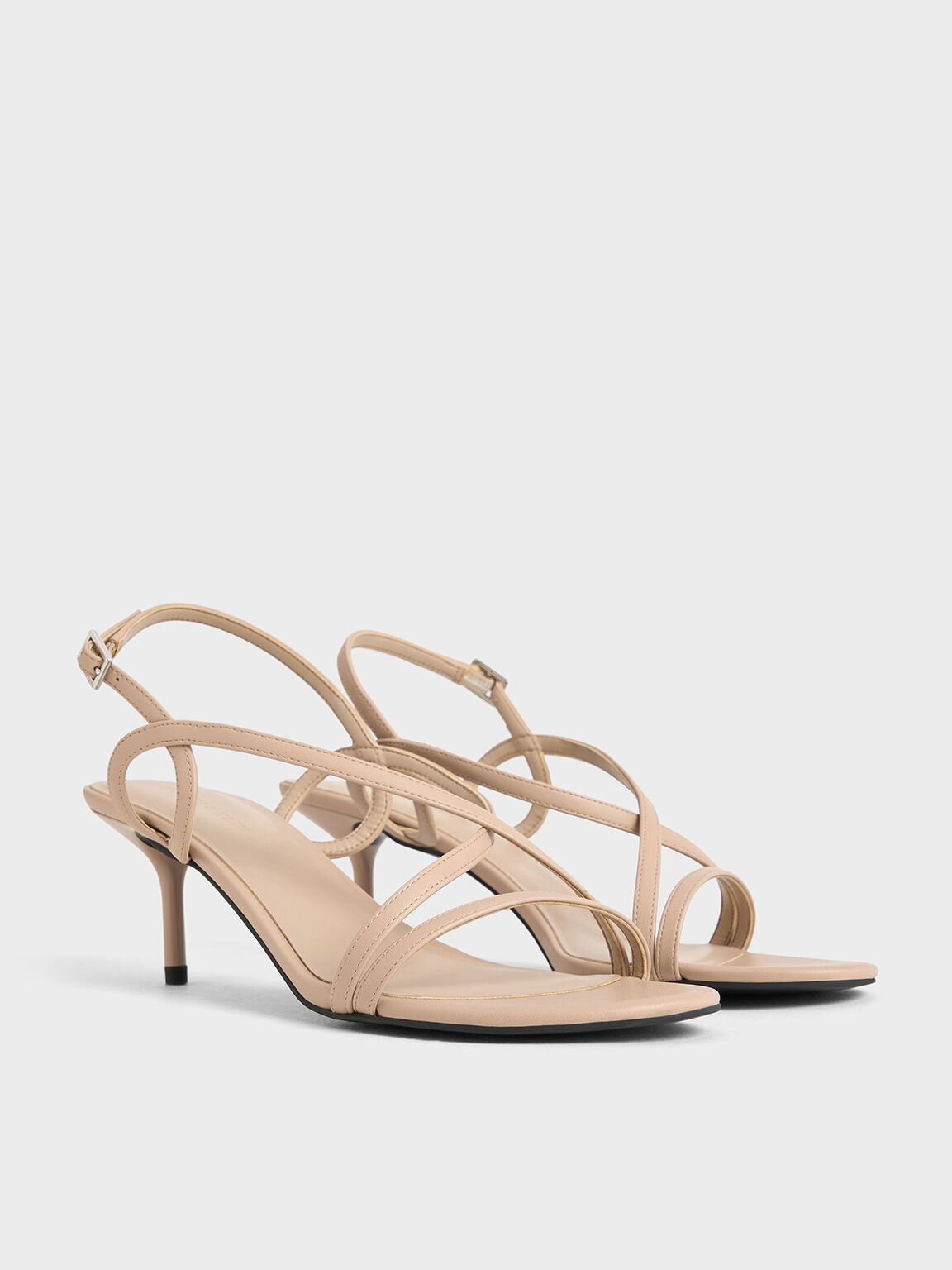 Sandal Slingback Stiletto-Heel Strappy, Nude, hi-res