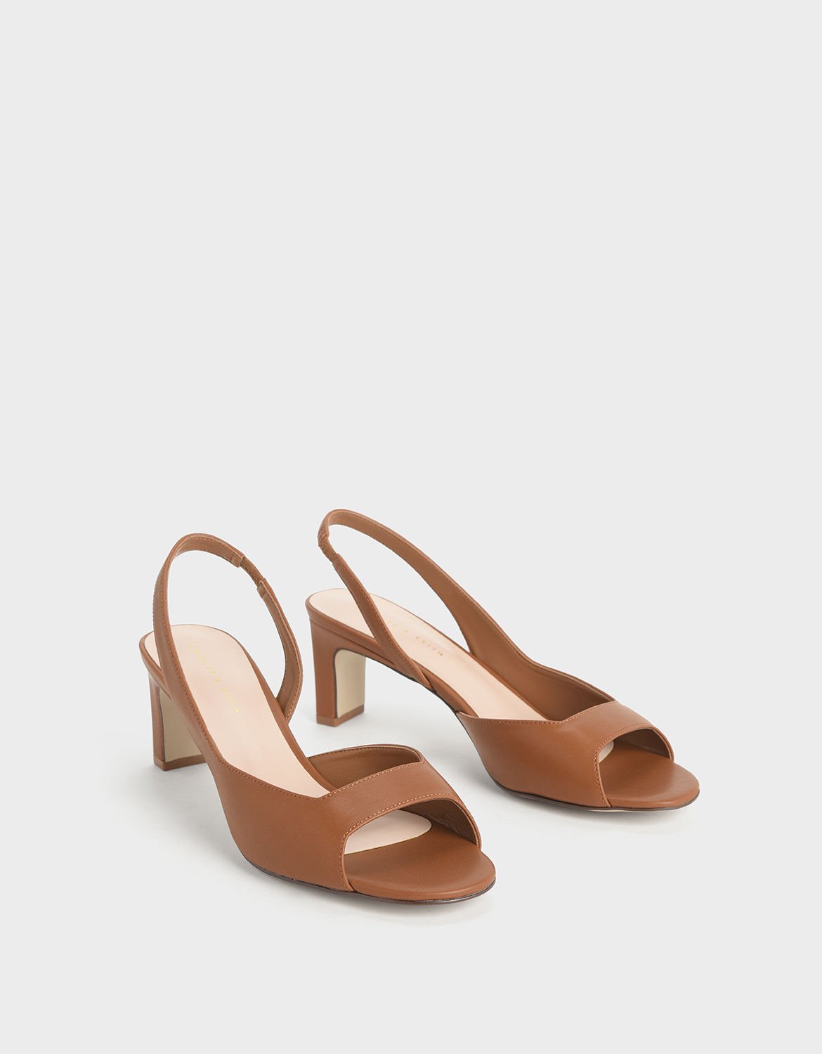 Sandal Slingback Heels Open Toe D'Orsay, Brown, hi-res