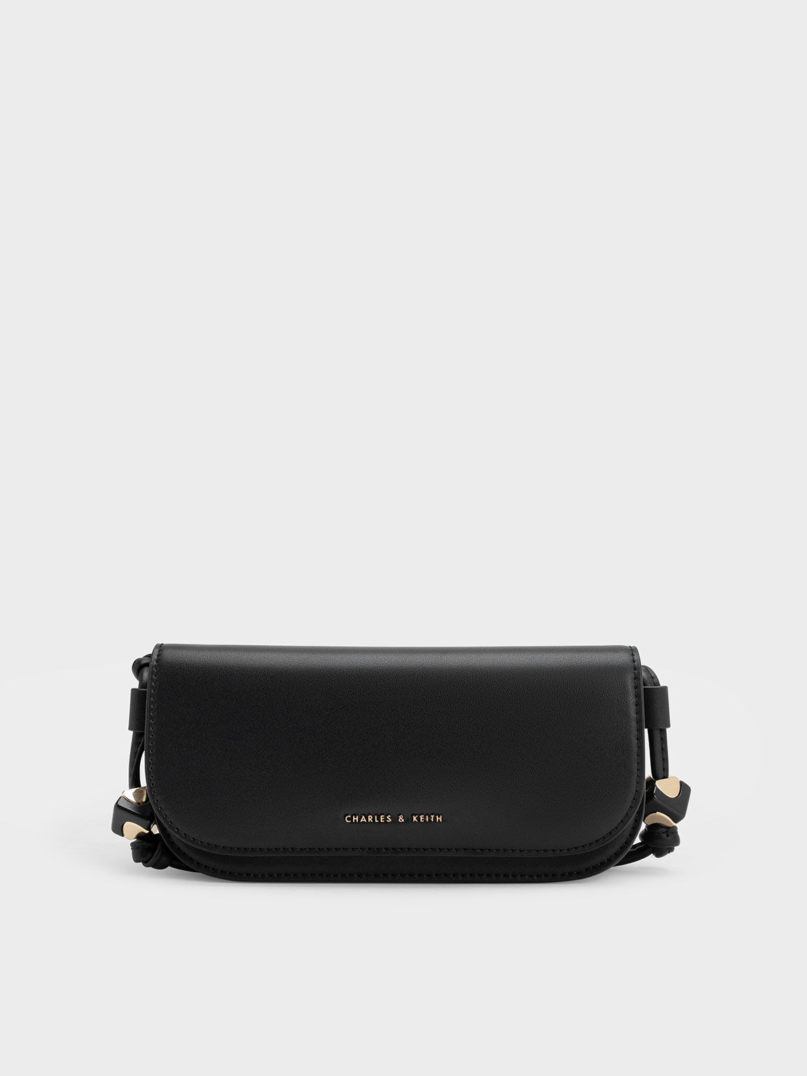 Cube Knotted Elongated Crossbody Bag, Black, hi-res