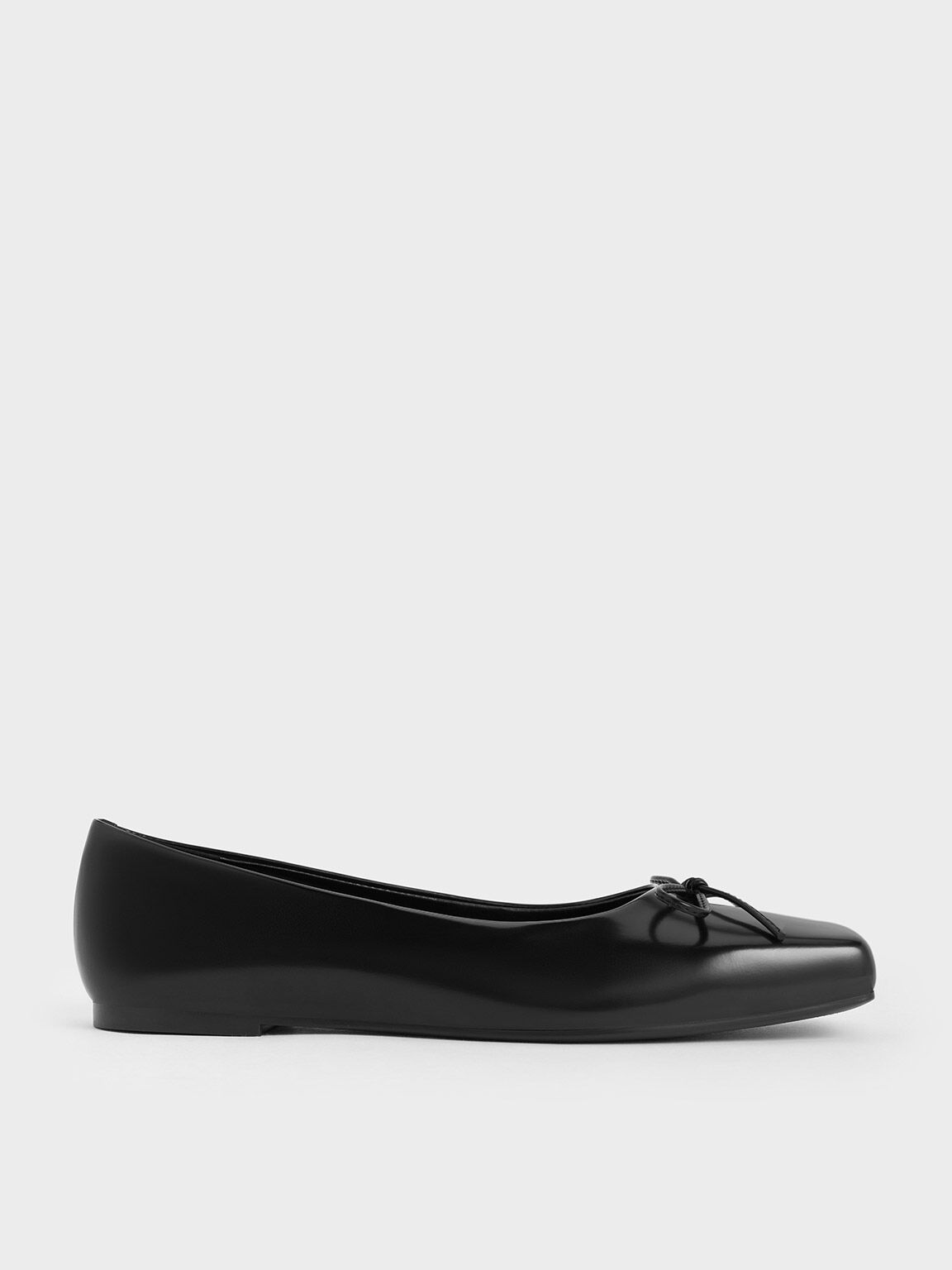 Sandal Ballet Flats Square-Toe Bow, Black Box, hi-res