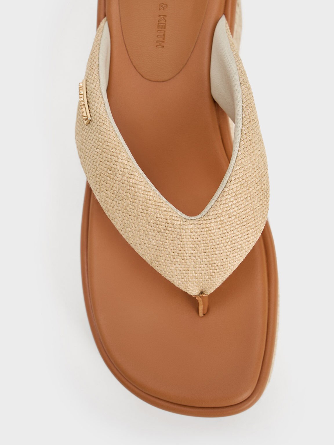 Sandal Thong Espadrille Woven, Sand, hi-res