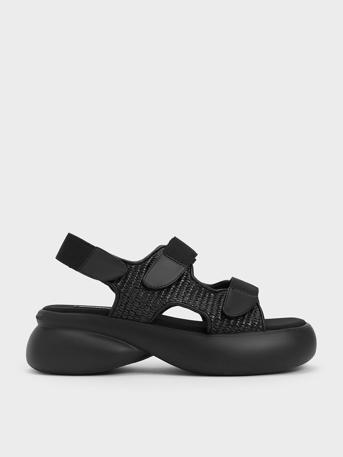 Sandal Sports Double-Strap Woven, Black Textured, hi-res